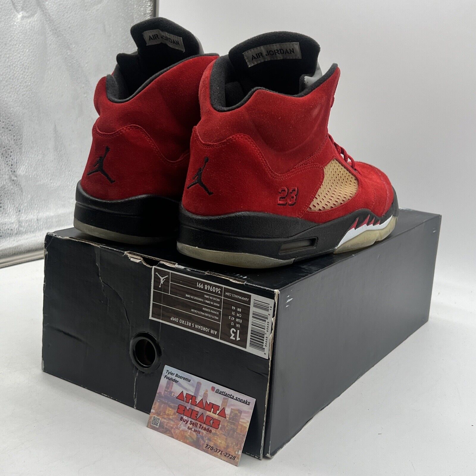 Size 13 - Air Jordan 5 Retro Raging Bull Red Suede Black Grey (136027-601)
