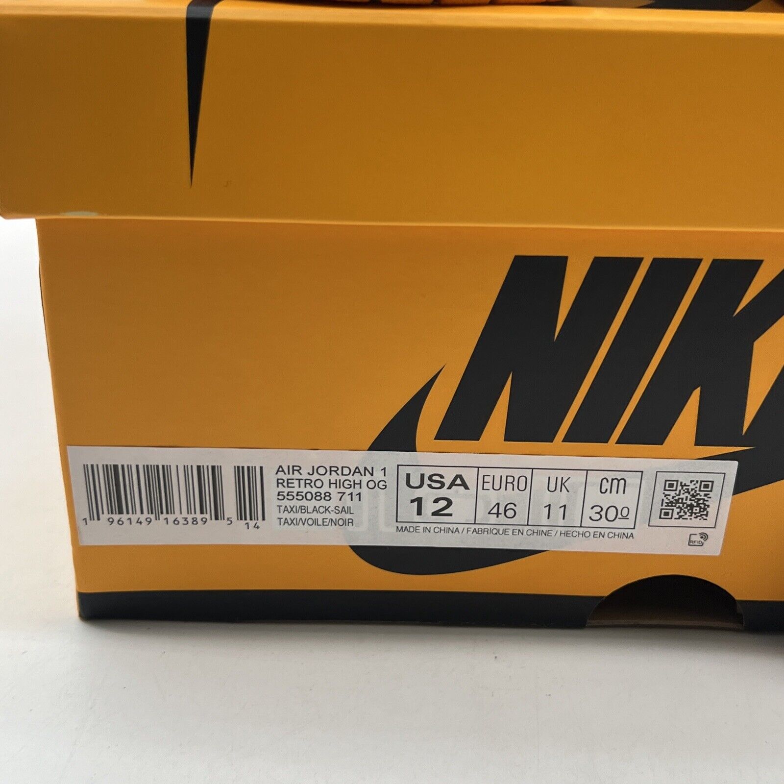 Size 12 - Air Jordan 1 Retro OG High Yellow Toe (555088-711)