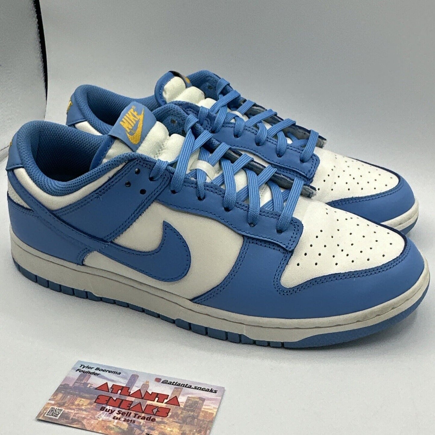 Size 11 W - Nike Dunk Low Coast 2021 University Blue Yellow Cream Leather Og