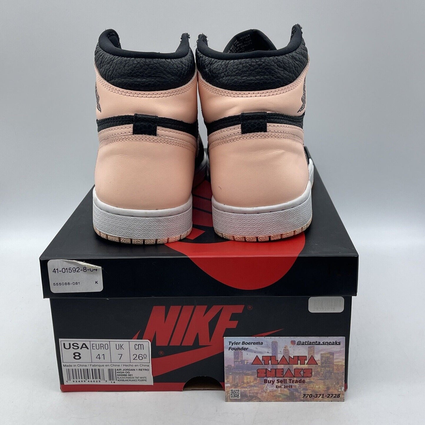 Size 8 - Air Jordan 1 Retro OG High Crimson Tint Black Pink Leather (555088-081)