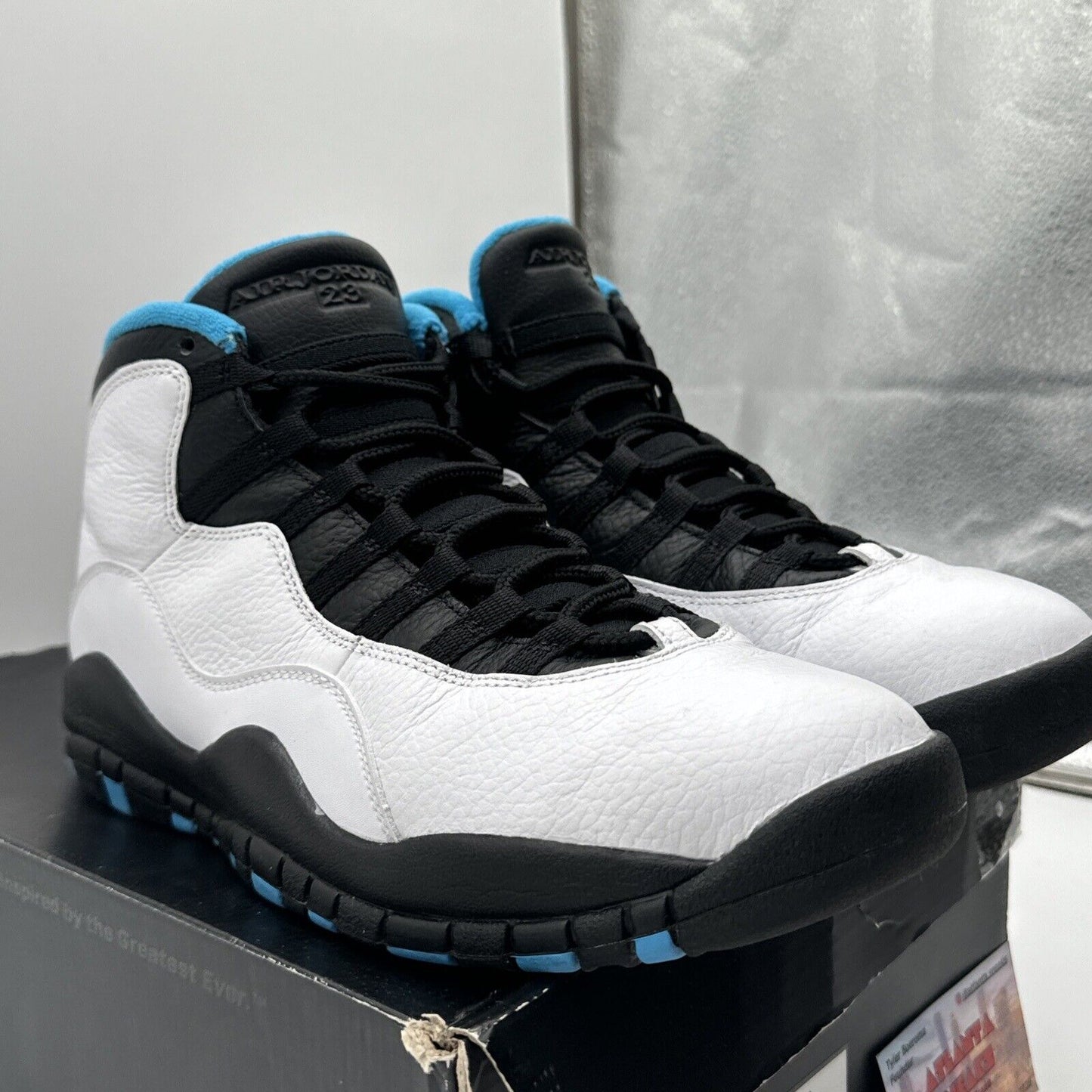 Size 9.5 - Jordan 10 Retro Powder Blue 2014 White Leather Premium Retro Classics