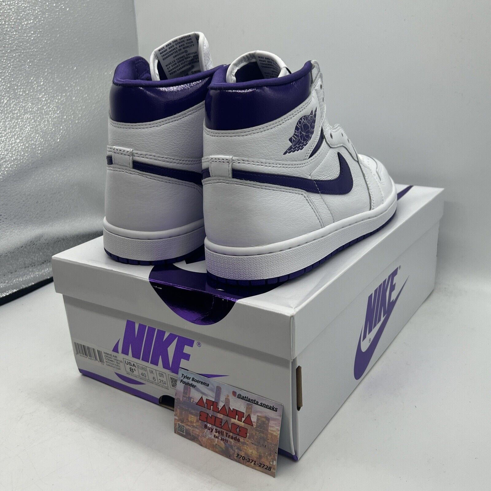 Size 8.5 - Jordan 1 Retro High Court Purple W Brand New Og All