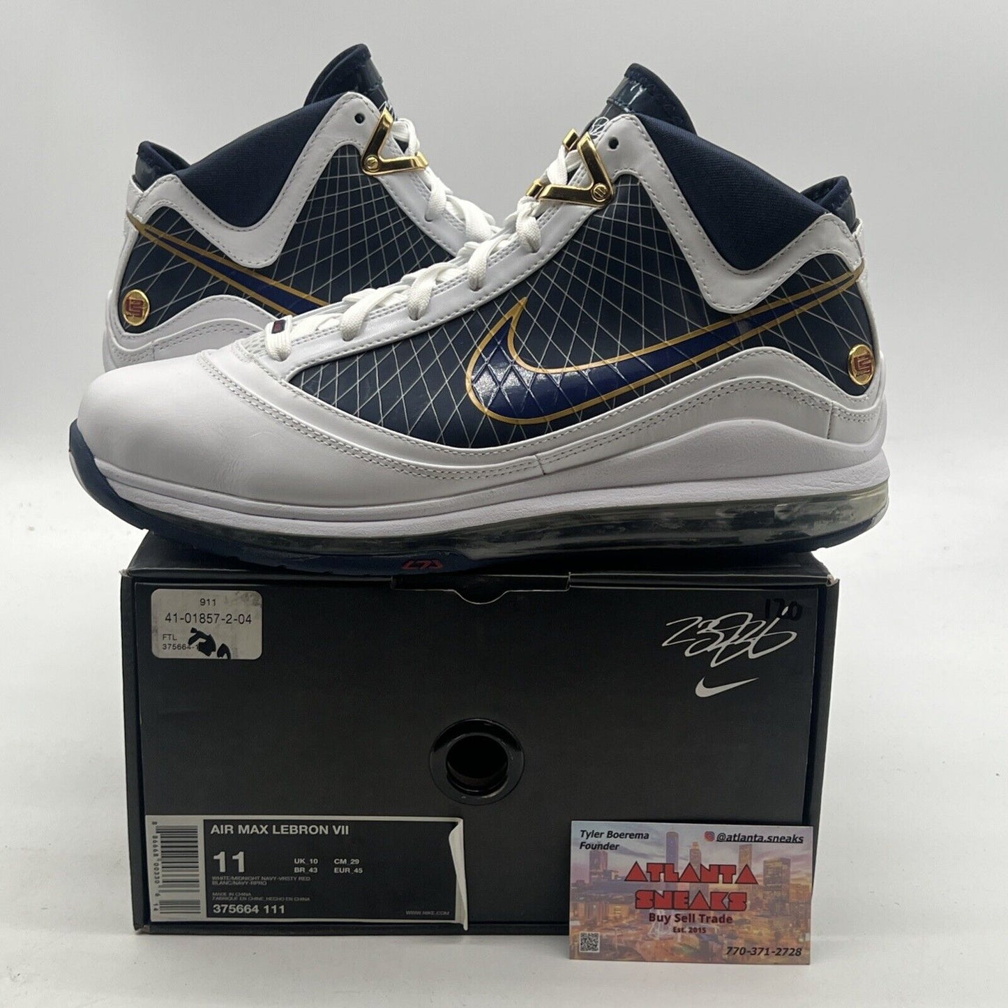 Size 11 - Nike Air Max LeBron 7 White Midnight Navy (375664-111)