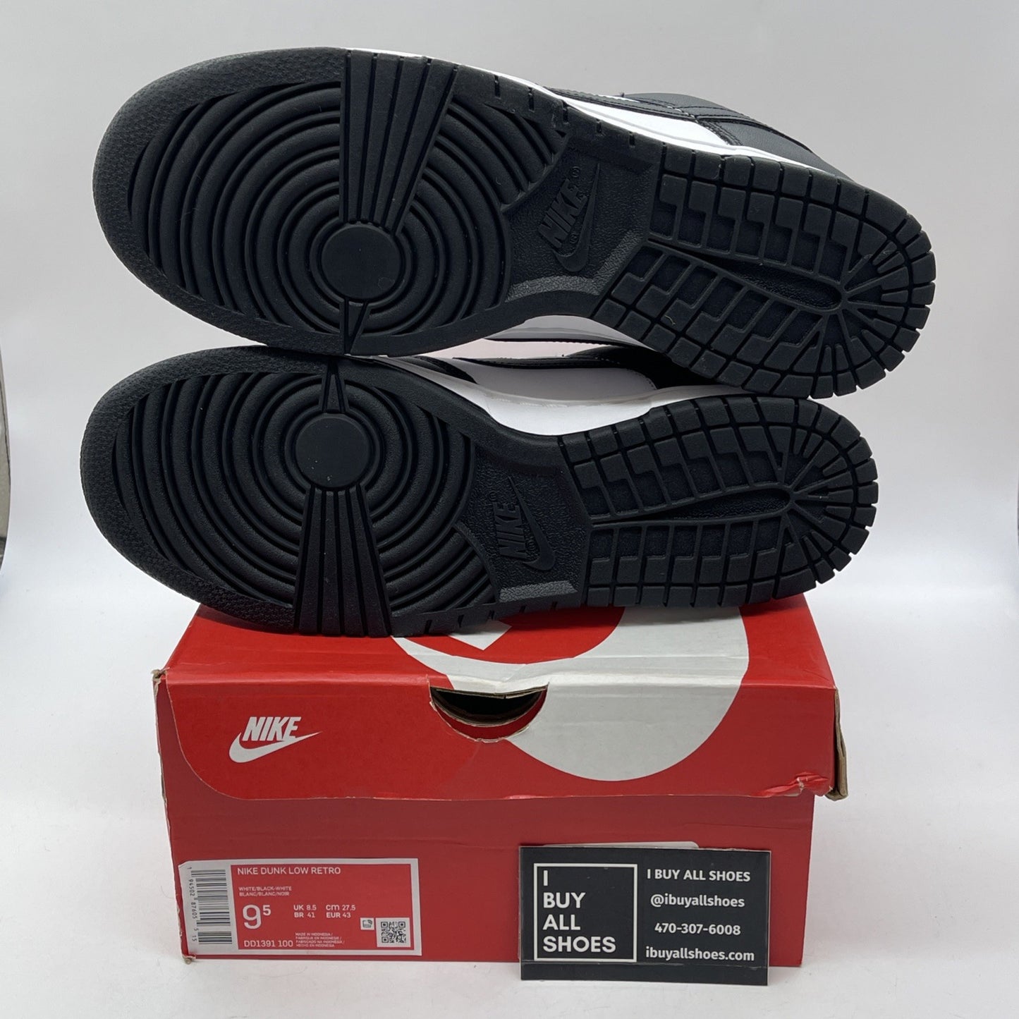 Size 9.5 - Nike Dunk Low Black White Leather (DD1391-100)