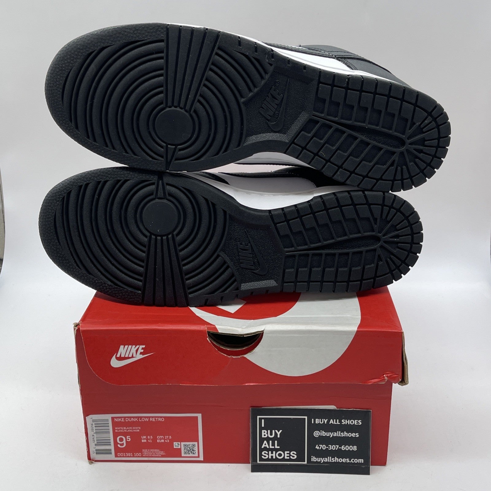 Size 9.5 - Nike Dunk Low Black White Leather (DD1391-100)