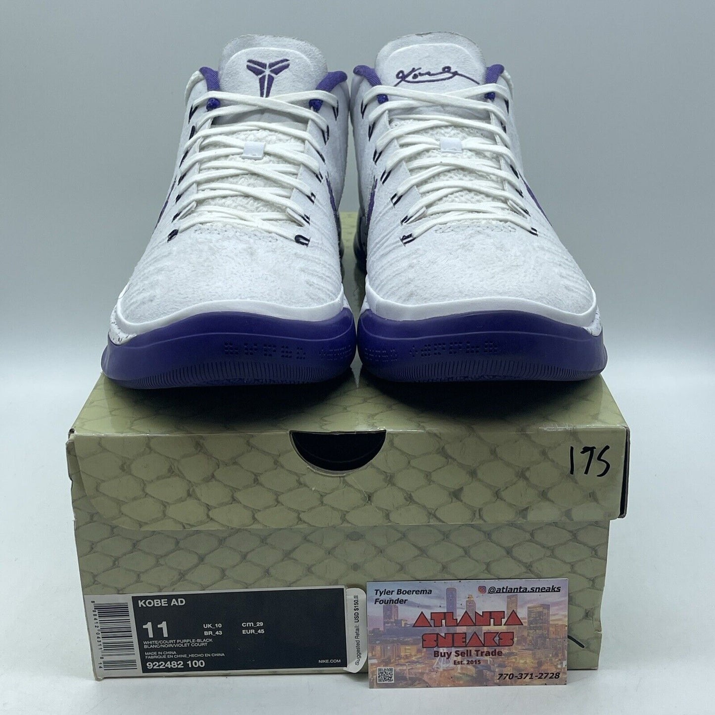 Size 11 - Nike Kobe AD Mid Baseline White Purple Black Suede (922482-100)
