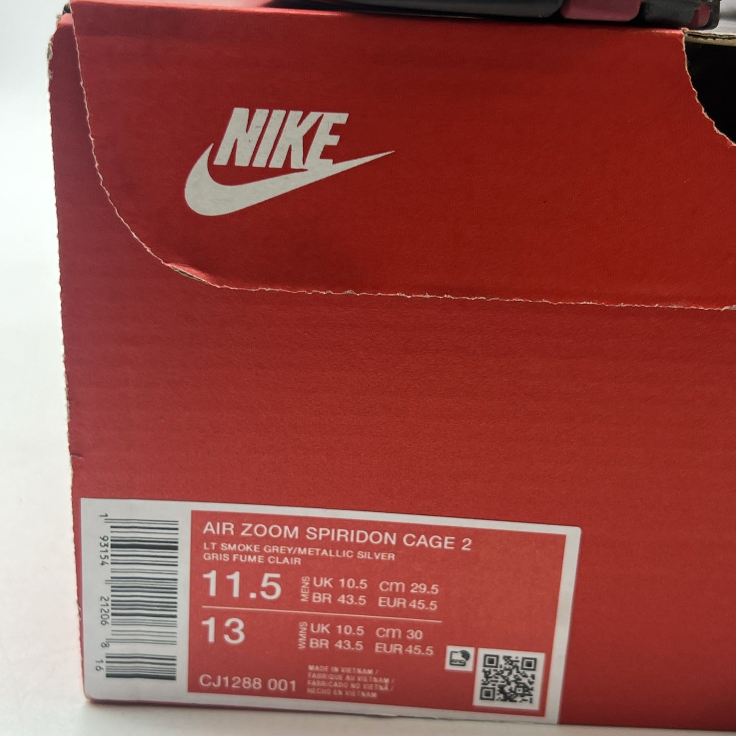 Size 11.5 - Nike Zoom Spiridon Caged 2 Metallic Silver (CJ1288-001)