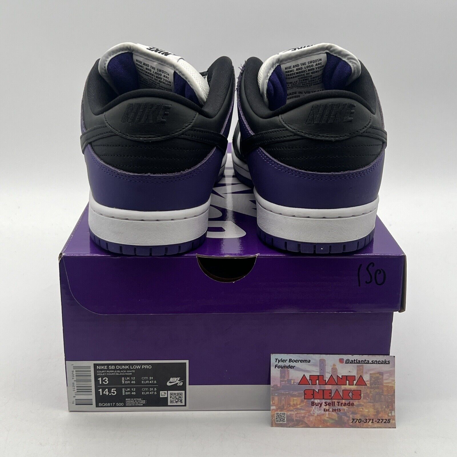 Size 13 - Nike Dunk SB Low Court Purple Black White Purple Leather (BQ6817-500)