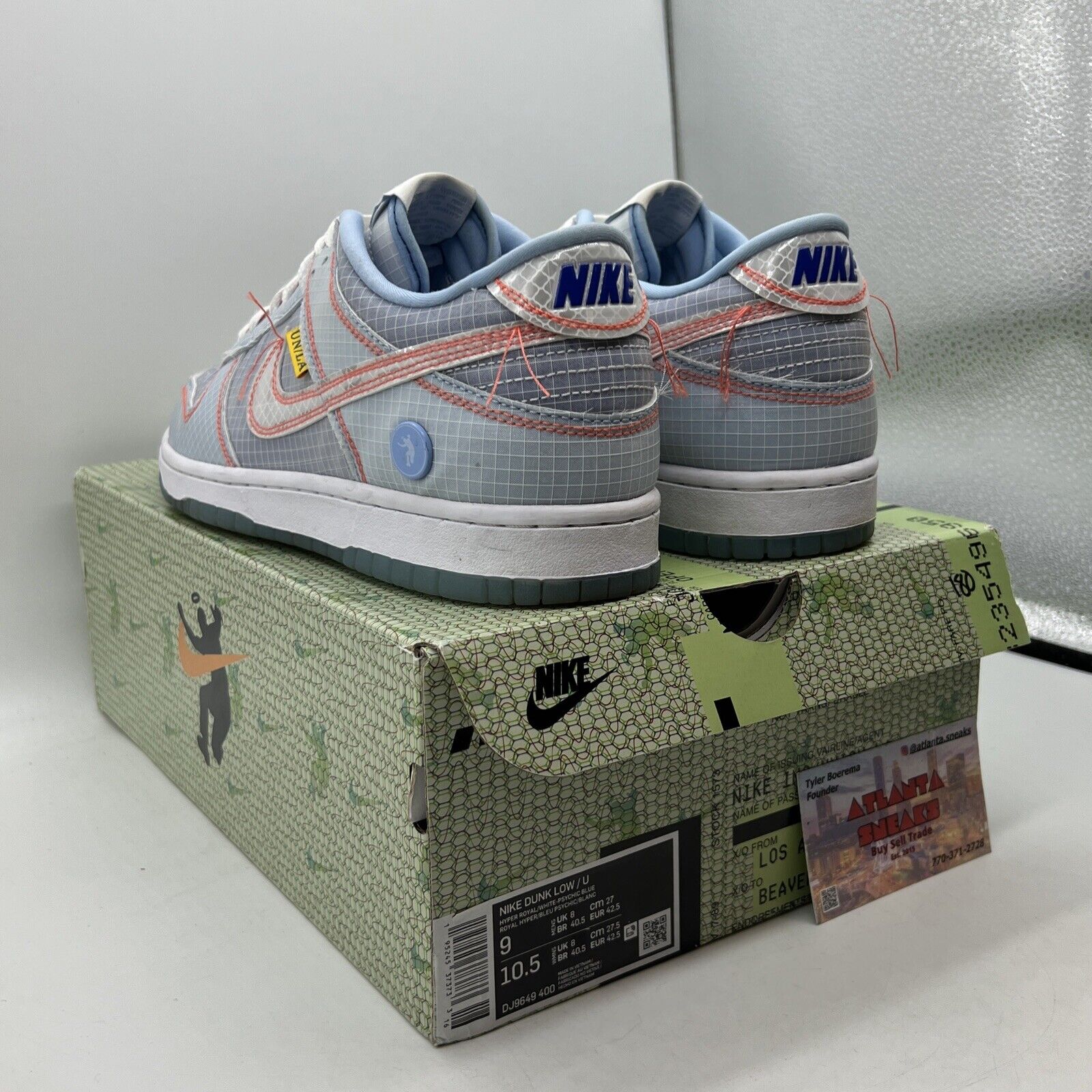 Size 9 - Nike Dunk Low x Union LA Passport Pack - Argon White Blue (DJ9649-400)