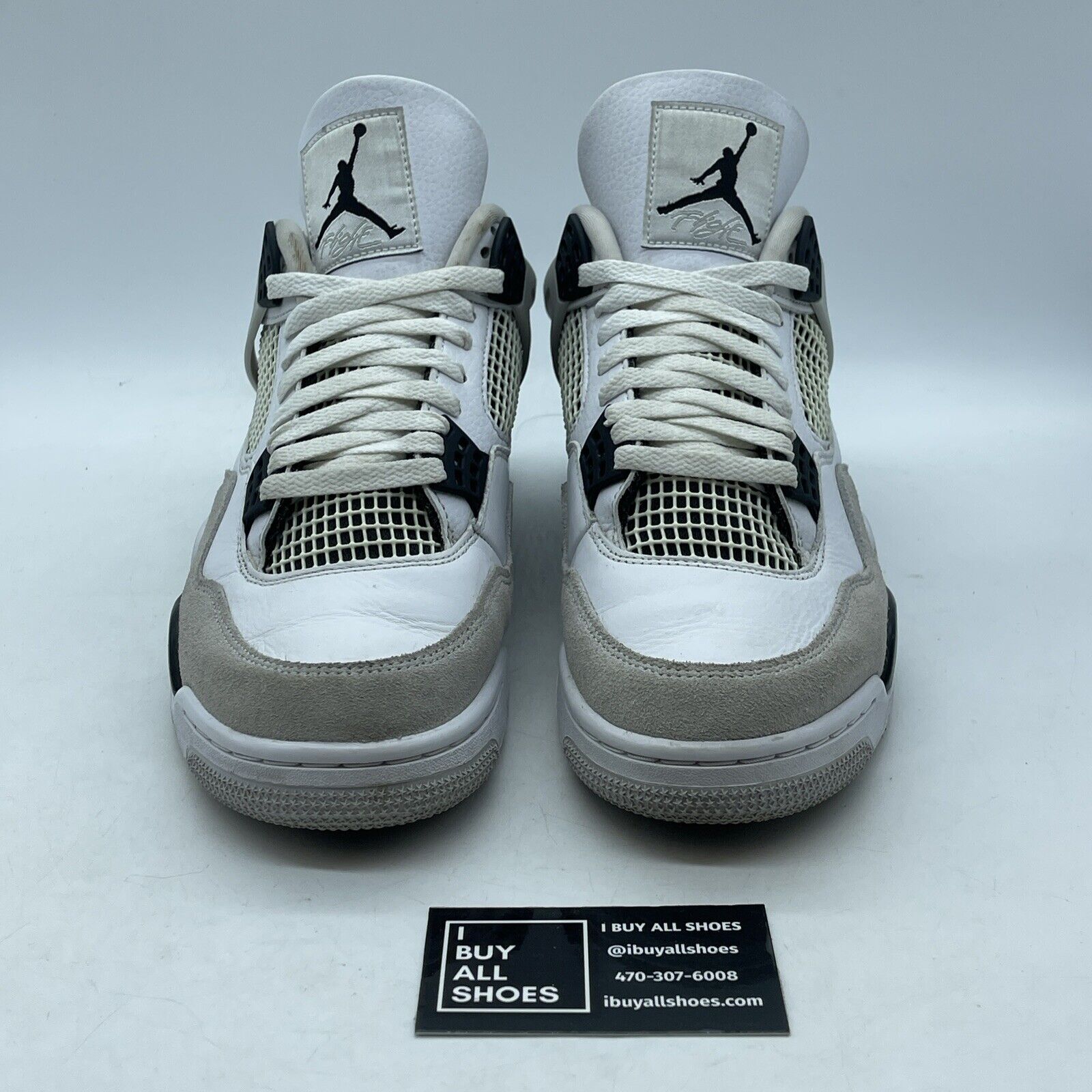 Size 10 - Jordan 4 Retro Mid Military Black White Suede Leather (DH6927-111)