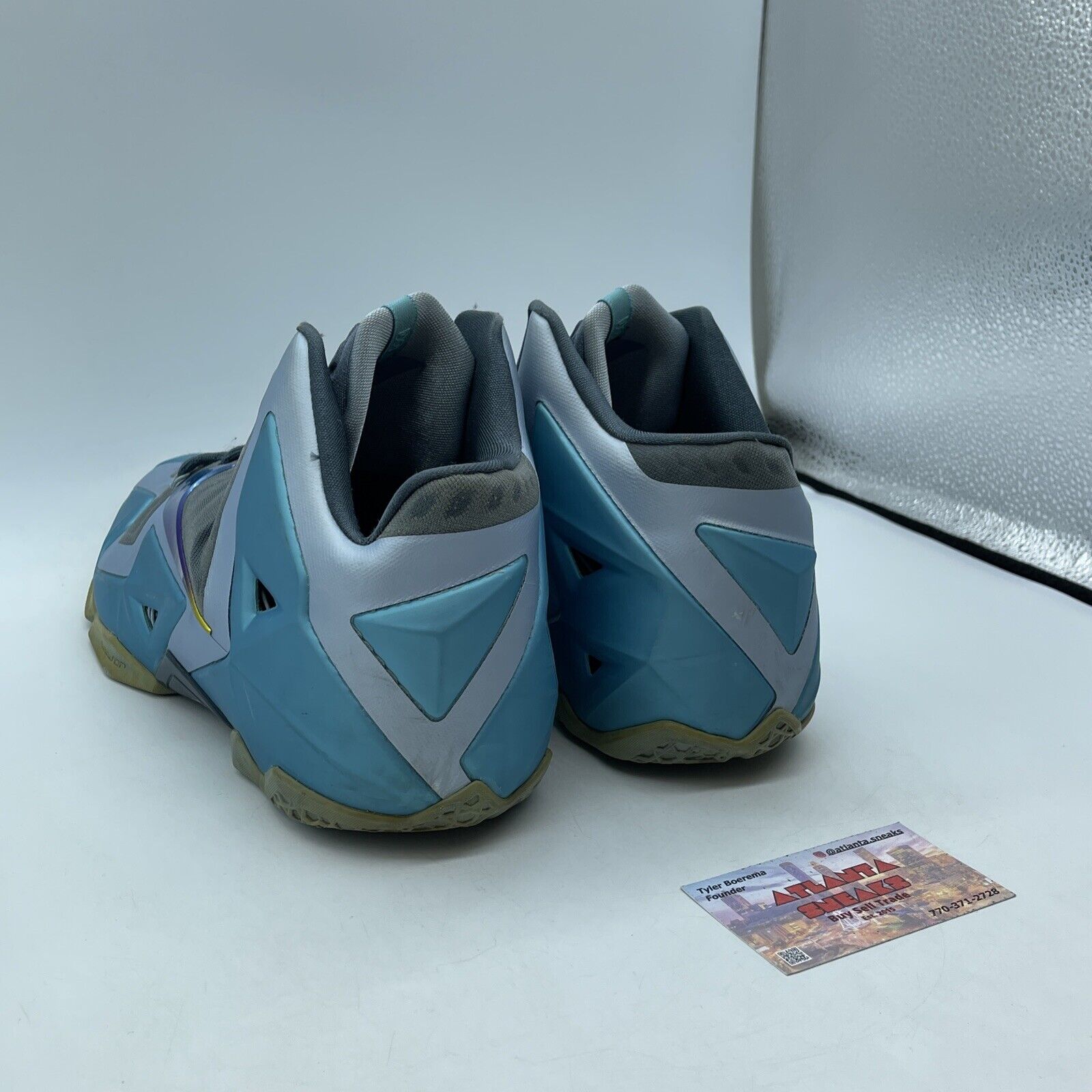 Size 11.5 - Nike LeBron 11 Armory Slate Blue Grey Black Suede (616175-401)