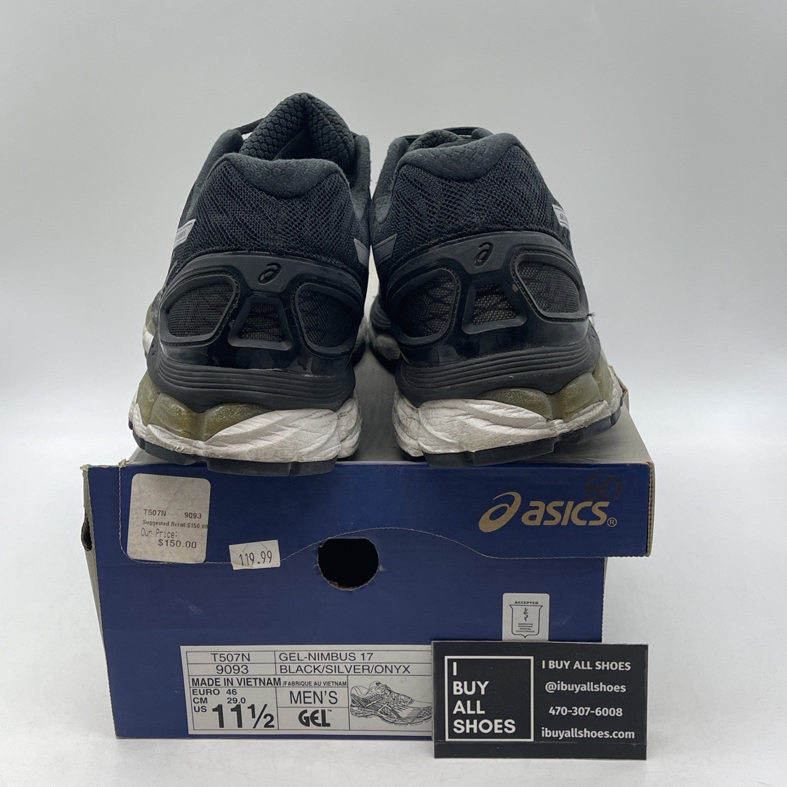 Size 11.5 - ASICS Gel-Nimbus 18 T650N Black Silver