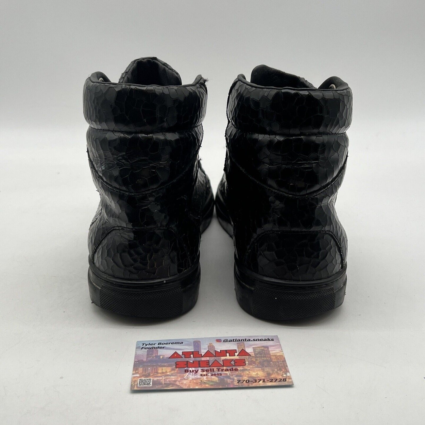 Size 9 - Balenciaga Craquelé High Top Black Crackled Patent Leather Sneakers