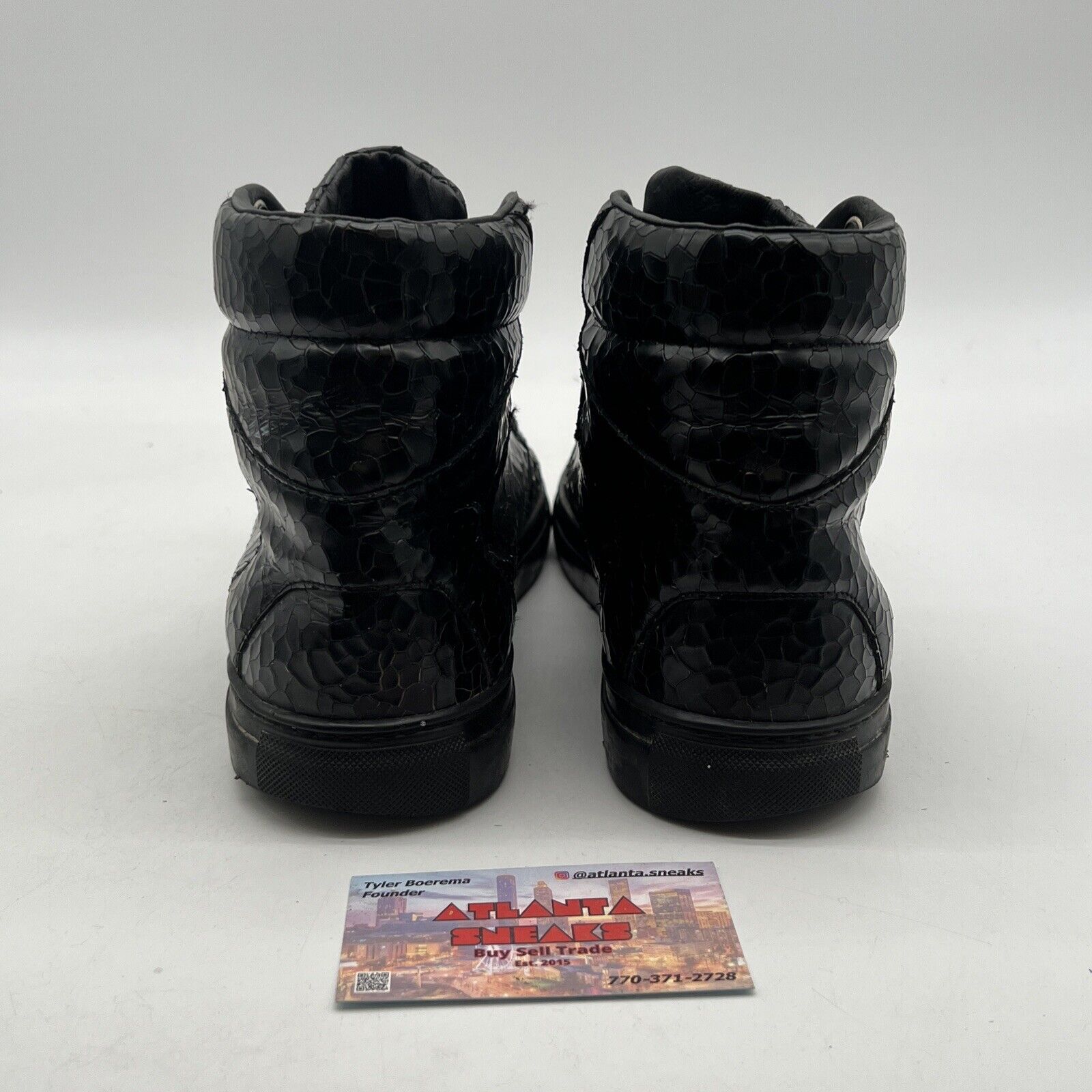 Size 9 - Balenciaga Craquelé High Top Black Crackled Patent Leather Sneakers