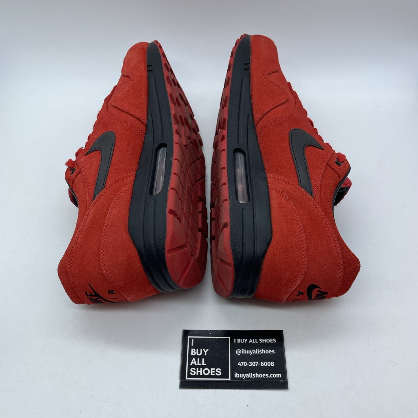 Size 13 - Nike Air Max 1 Prm Pimento Red White Suede Leather (512033-610)