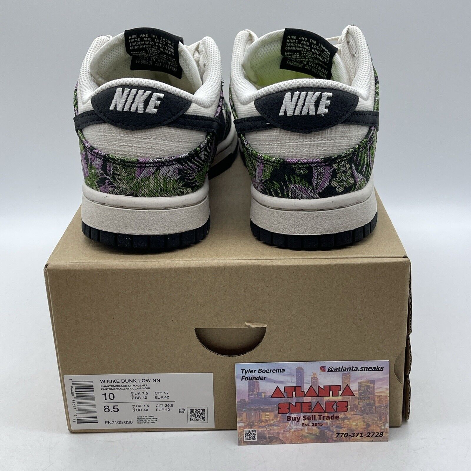Size 10W - Nike Dunk Next Nature Low Floral Tapestry White Black (FN7105-030)