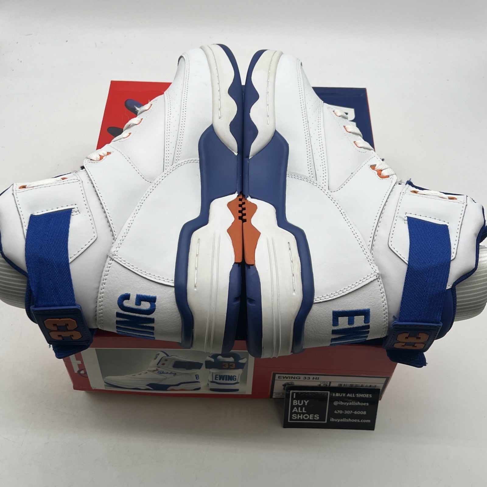 Size 13 - Patrick Ewing 33 Hi White Royal Orange (1VB90014-136)