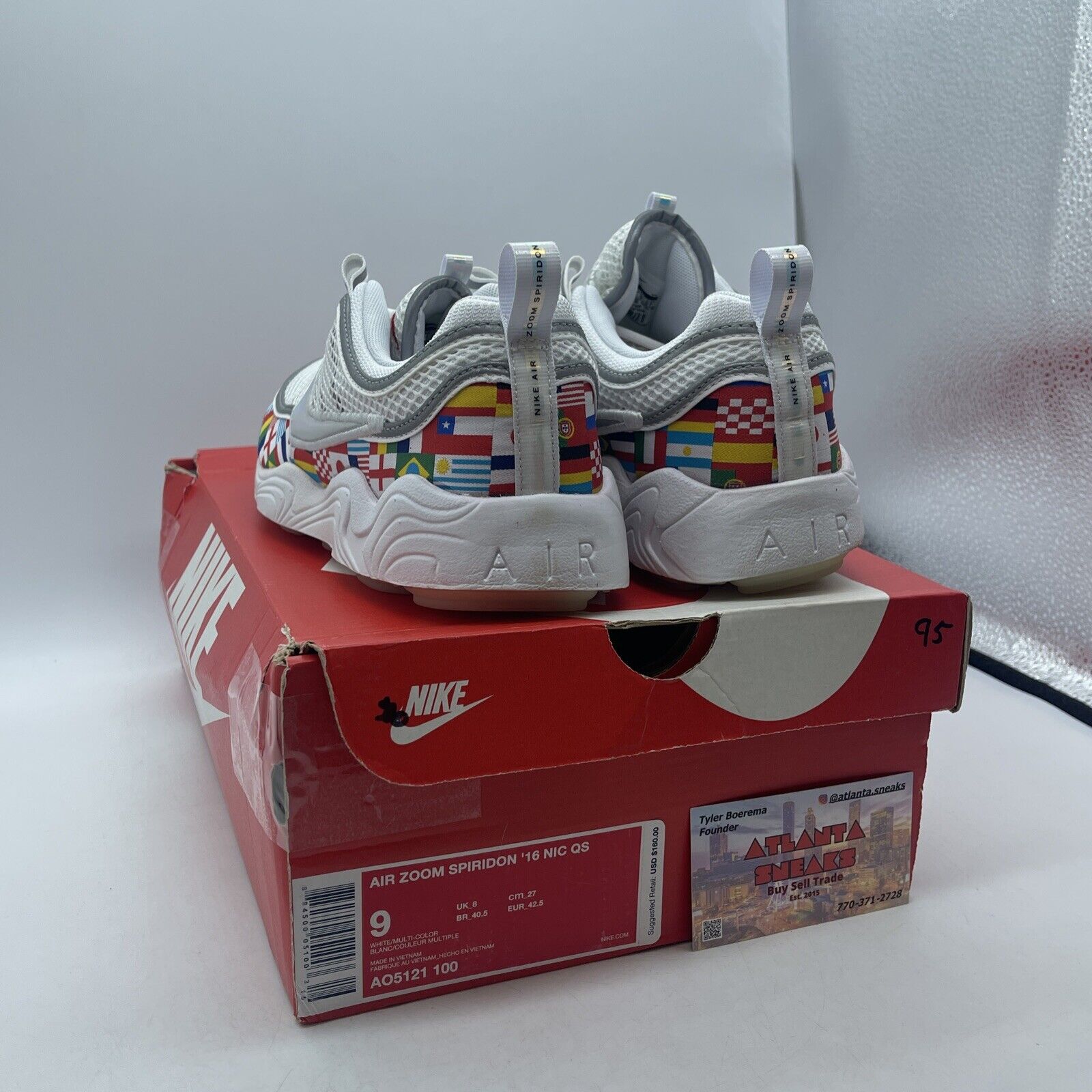 Size 9 - Nike Air Zoom Spiridon International Flag White Grey Suede (AO5121-100)