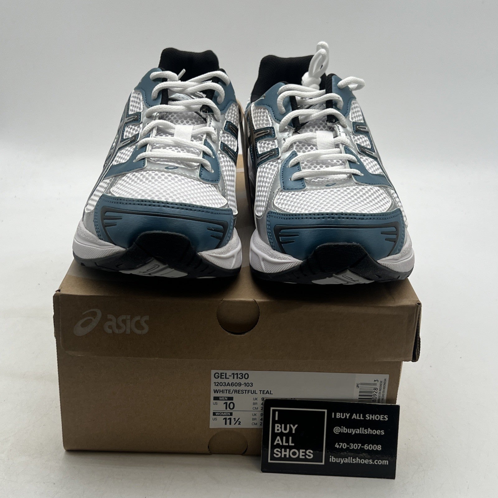 Size 10 - ASICS Gel 1130 White Restful Teal (1203A609-103)