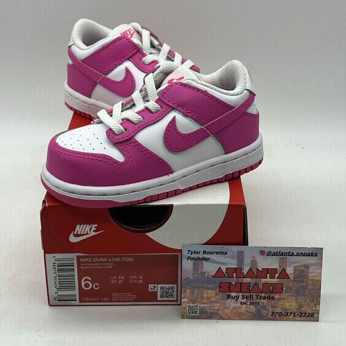 Nike Dunk Low TD Laser Fuchsia | Size 6C | FB9107-102 (2023) NEW IN BOX