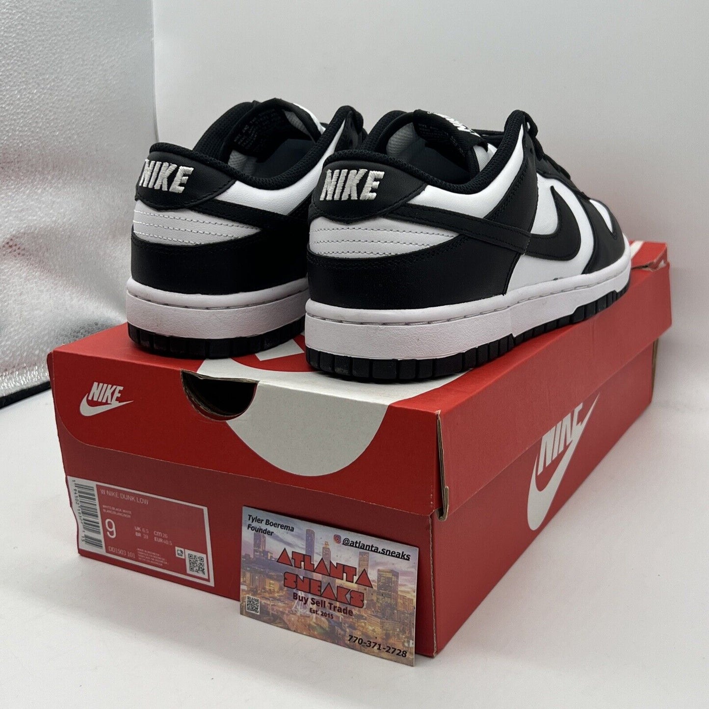 Size 9 - Nike Dunk Low Black White W Brand New Og All