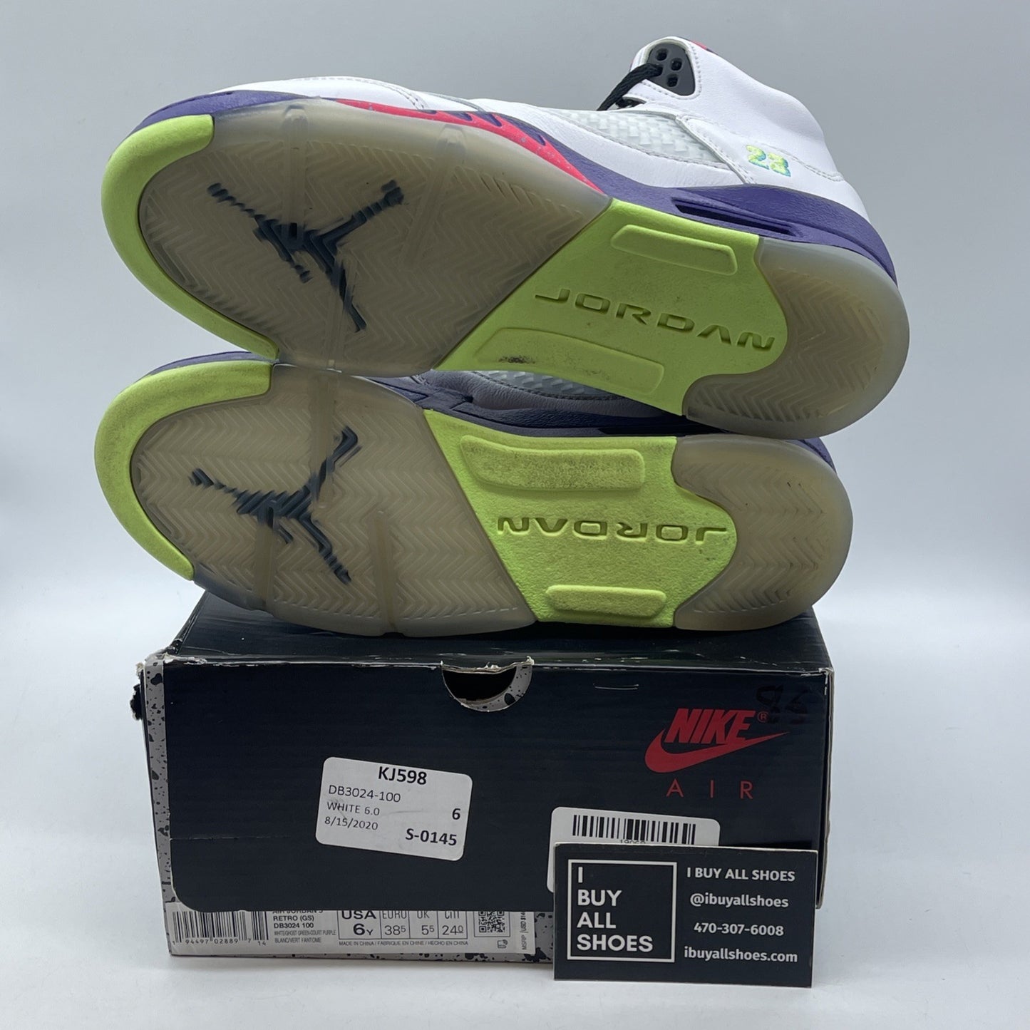 Size 6 - Jordan 5 Retro Alternate Bel-Air Court Purple Ghost Green (DB3024-100)