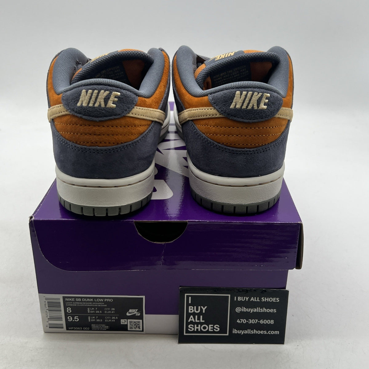 Size 8 - Nike Dunk SB Low Light Carbon Monarch (HF3063-002)