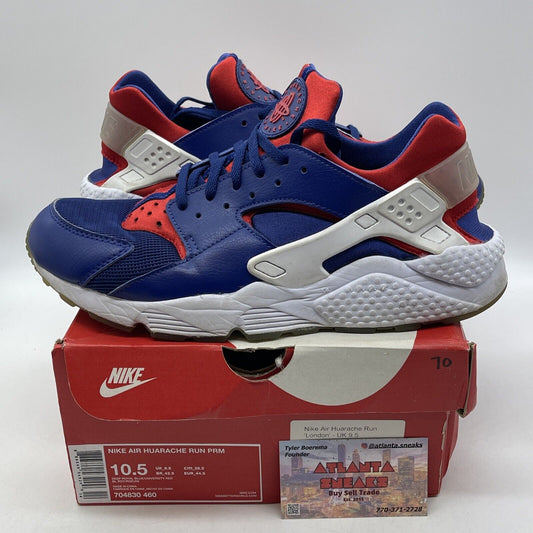 Size 10.5 - Nike Air Huarache Premium London Blue Red Suede White (704830-460)