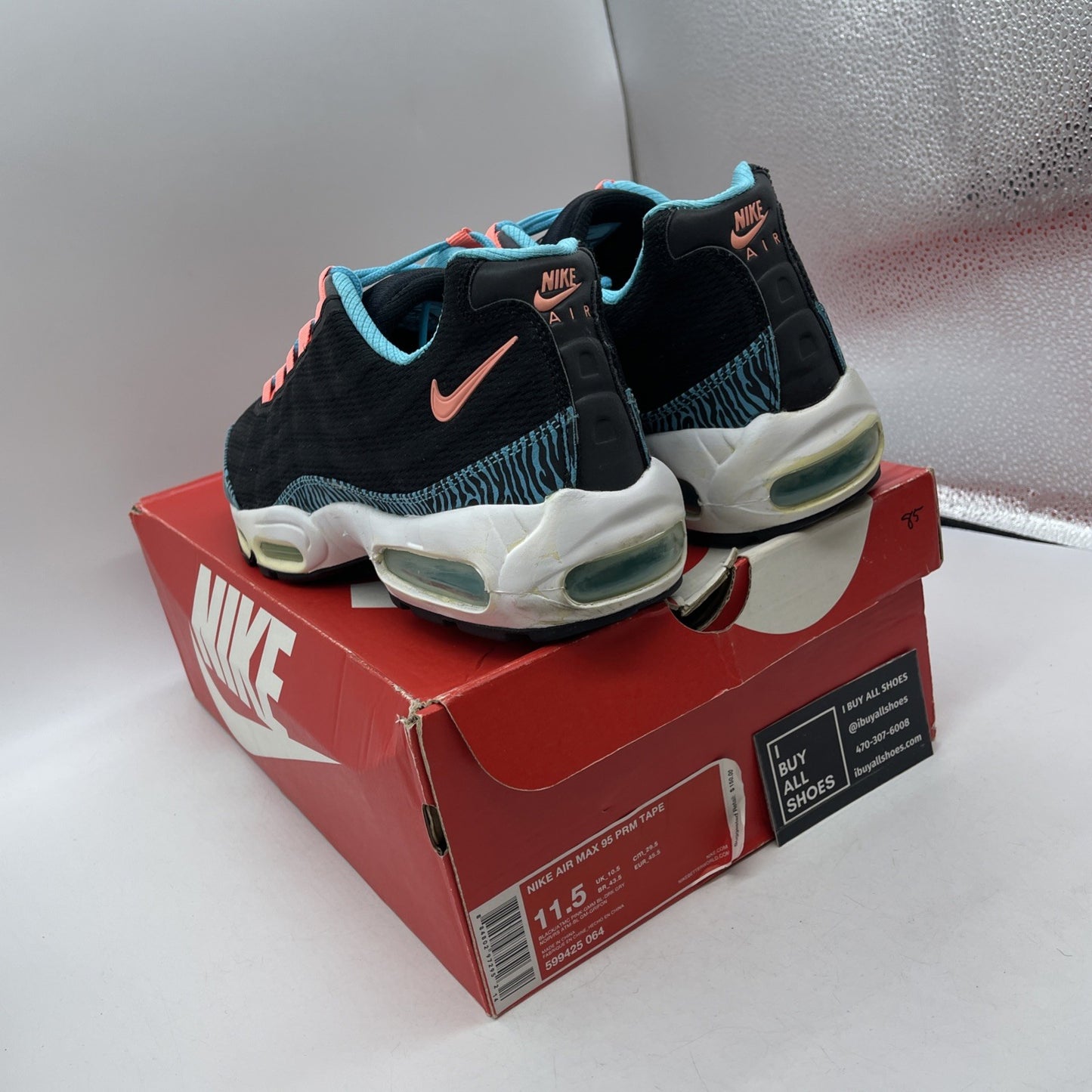 Size 11.5 - Nike Air Max 95 Premium Tape Gamma Blue Zebra (599425-064)