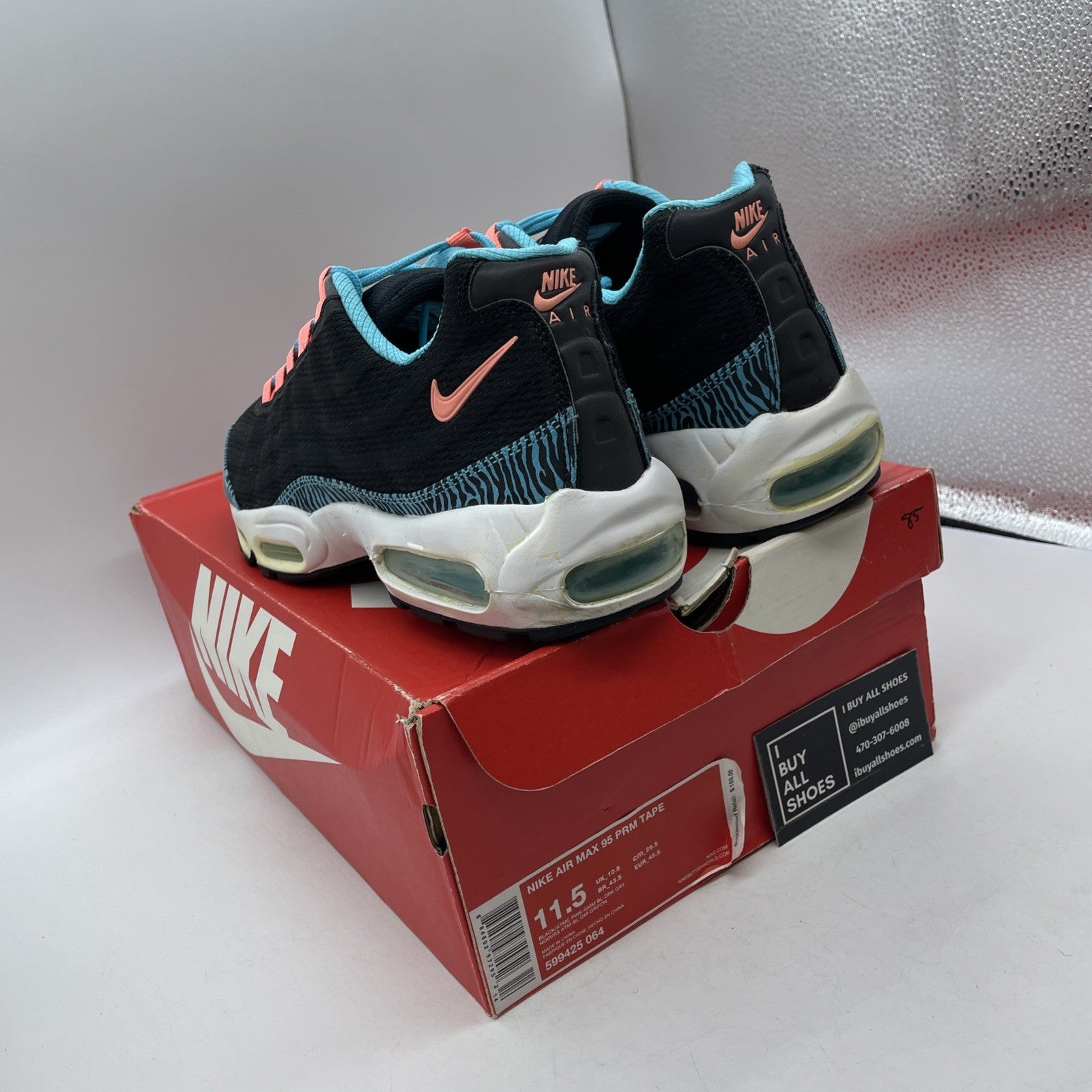 Size 11.5 - Nike Air Max 95 Premium Tape Gamma Blue Zebra (599425-064)