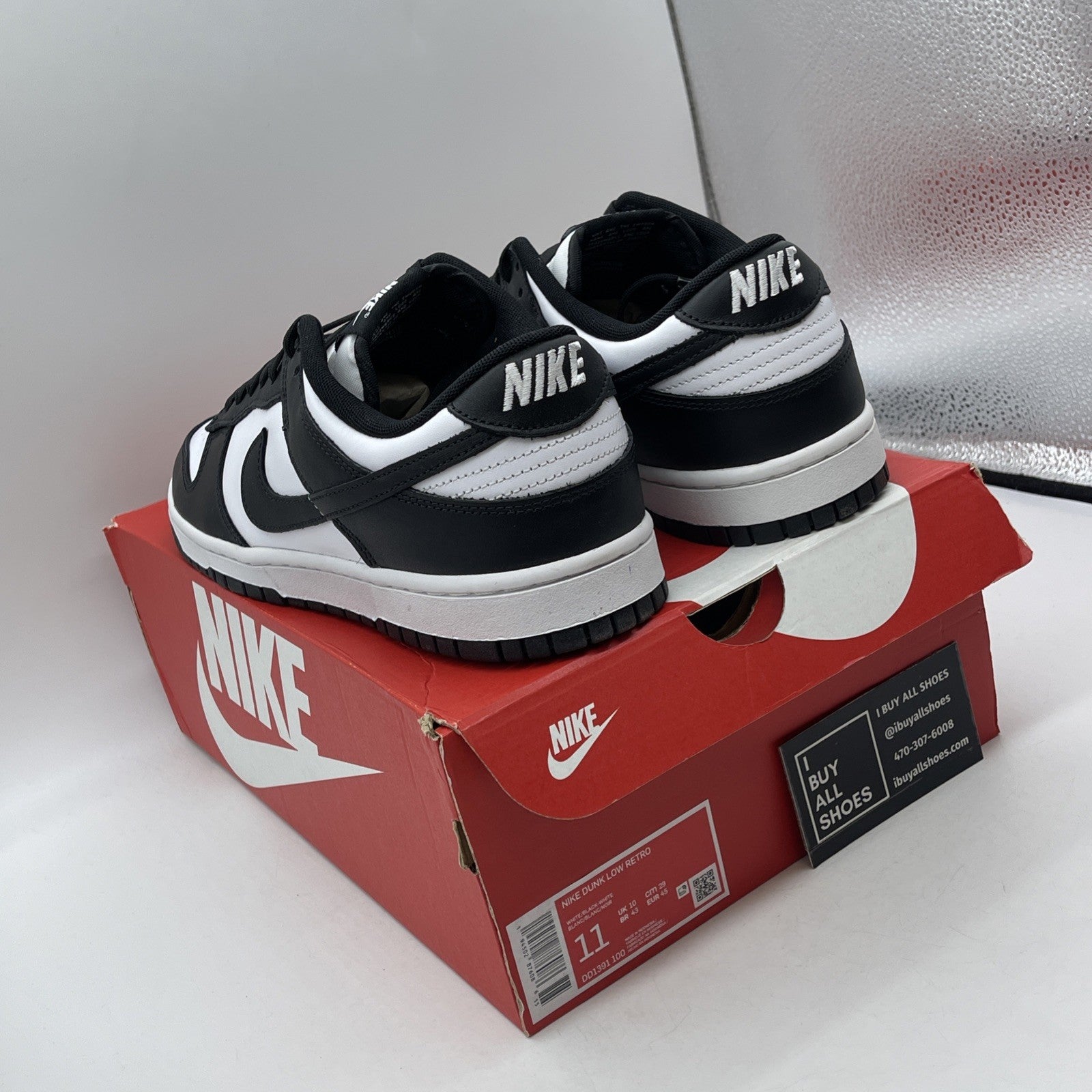 Size 11 - Nike Dunk Low Black White Leather (DD1391-100)