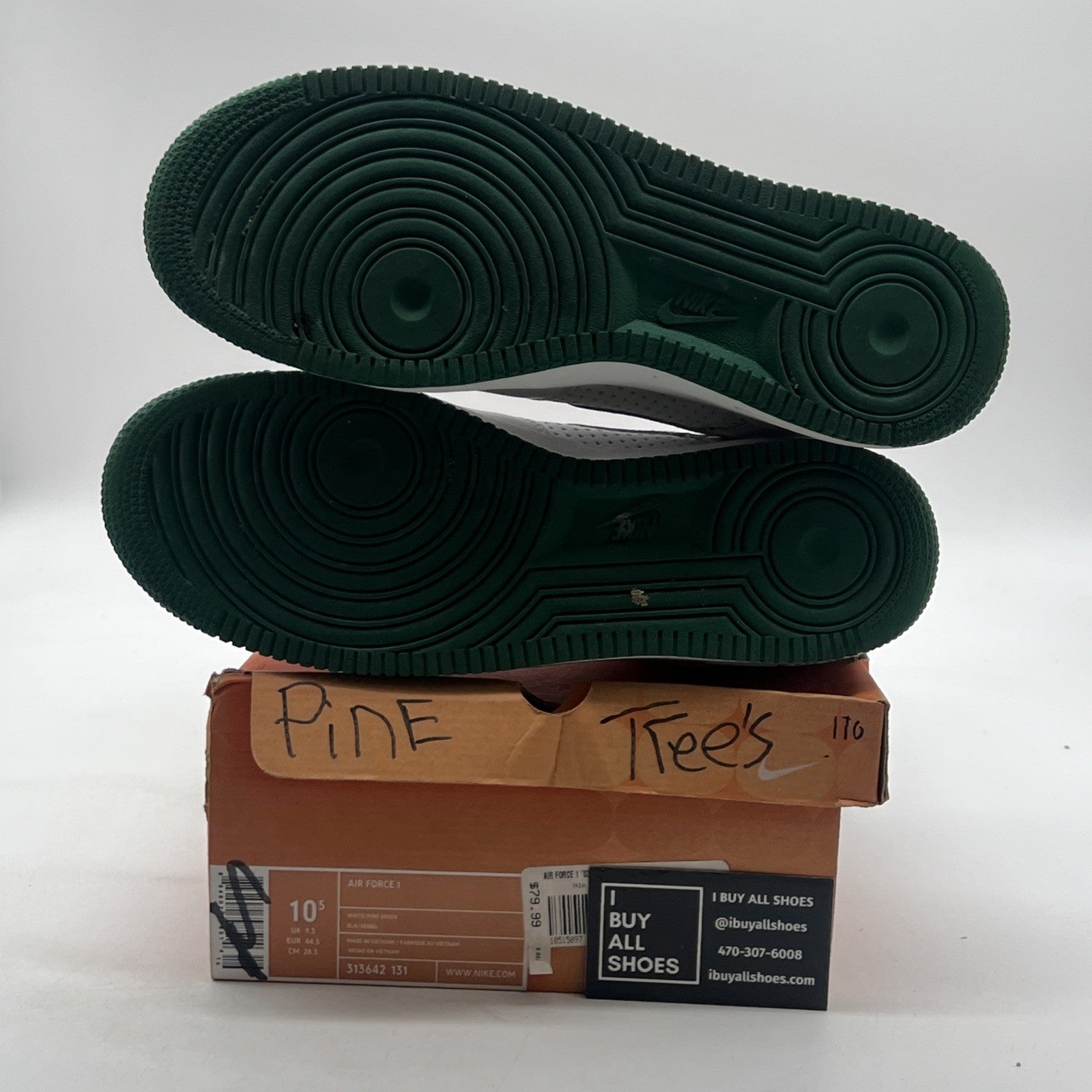 Size 10.5 - Nike Air Force 1 White Pine Green (313642-131)