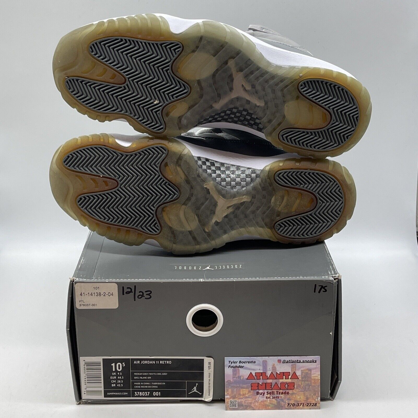 Size 10.5 - Air Jordan 11 Retro 2010 Cool Grey White Leather (378037-001)