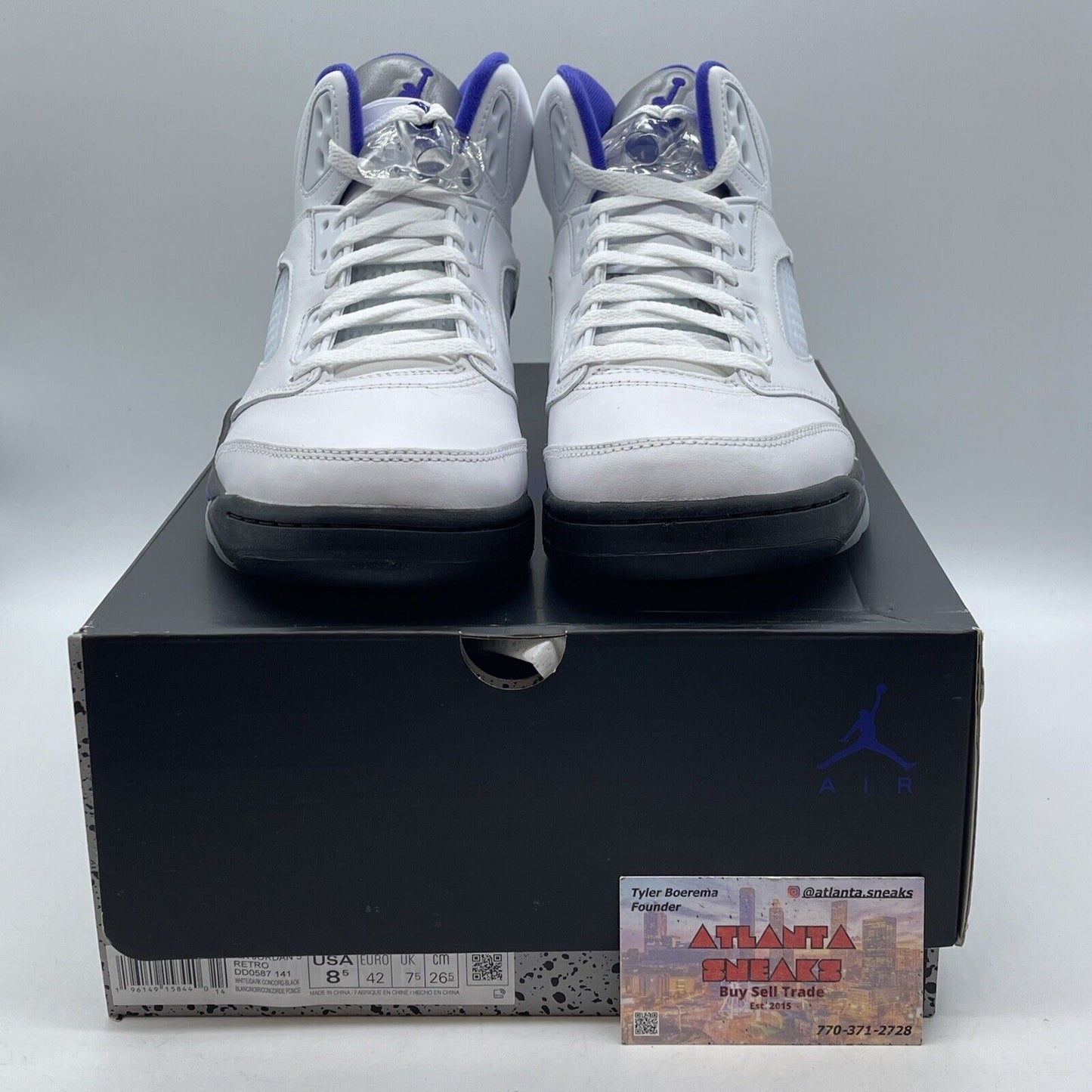 Size 8.5 - Jordan 5 Concord 2022 Purple Black White Leather (DD0587-141)