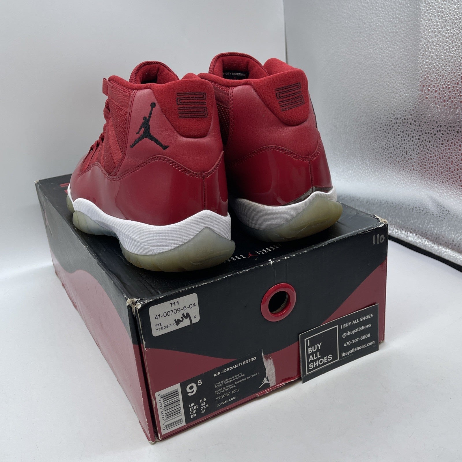 Size 9.5 - Jordan 11 Retro High Win Like '96 Red Black Leather (378037-623)