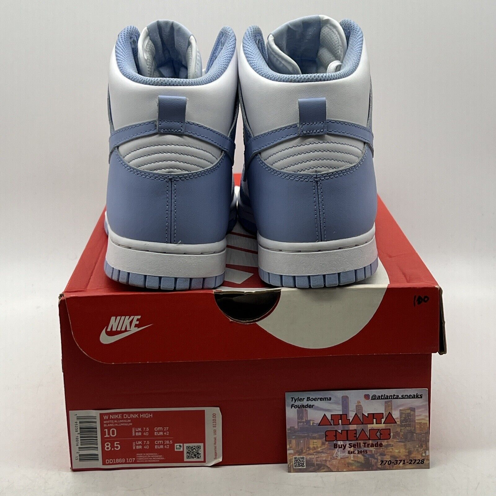 Size 10 - Nike Dunk High Aluminum White Blue Leather (DD1869-107)