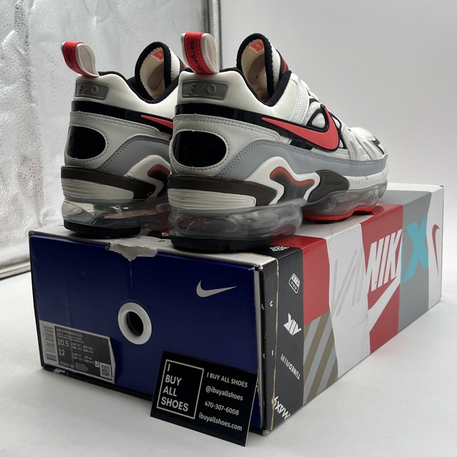 Size 10.5 - Nike Air VaporMax EVO Summit White Bright Crimson (CZ1924-100)