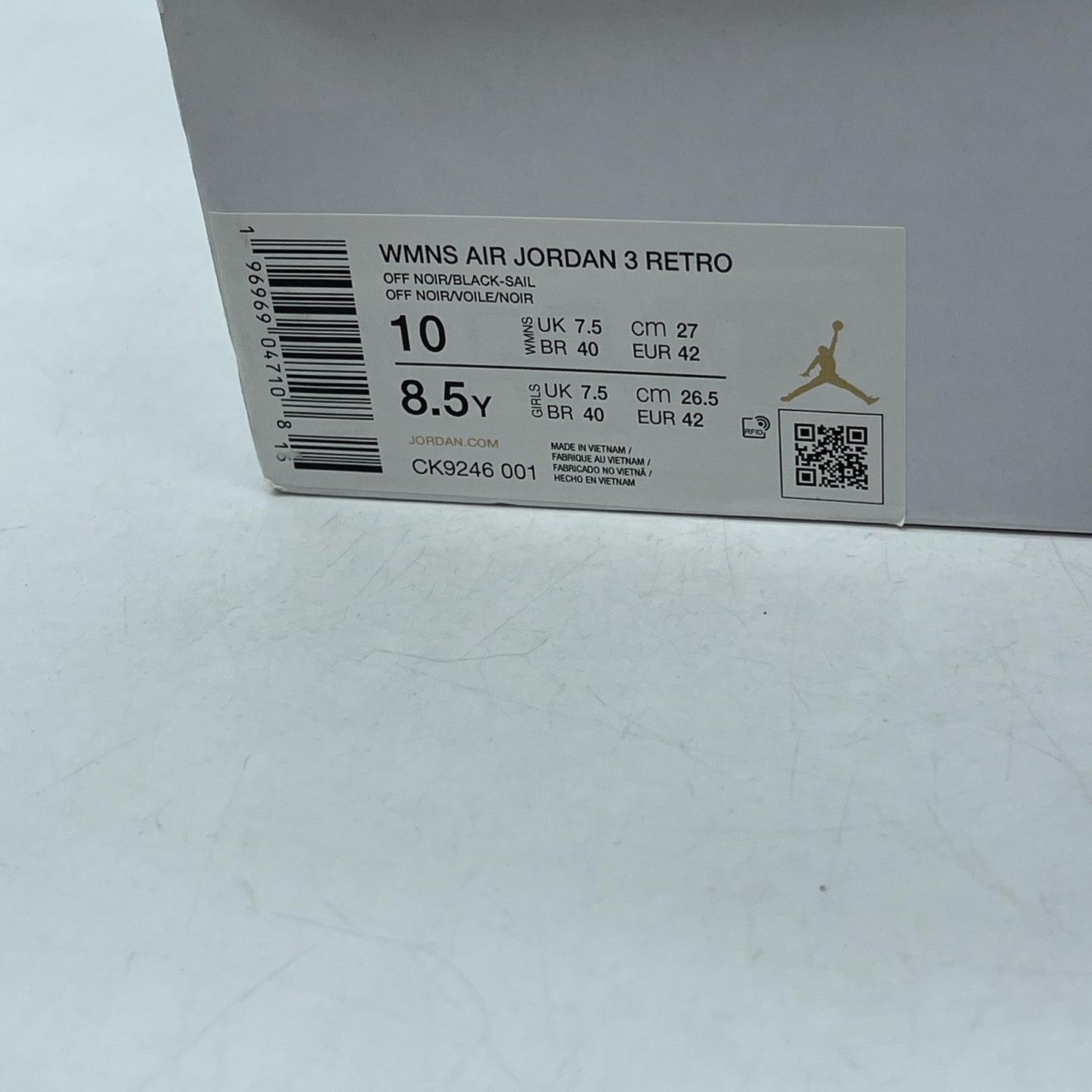 Size 10W - Air Jordan 3 Retro Off Noir (CK9246-001)