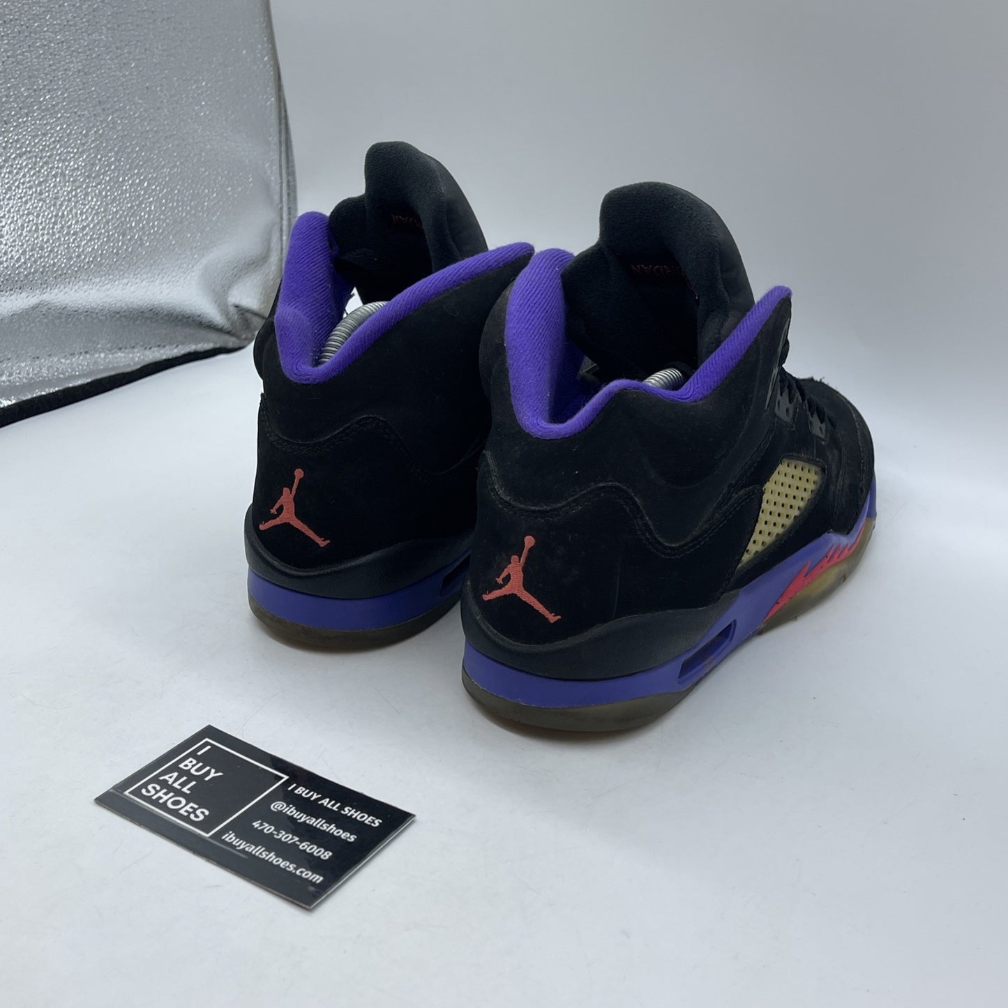 Size 9Y (GS) - Jordan 5 Retro Mid Raptors Black Purple Suede (440892-017)
