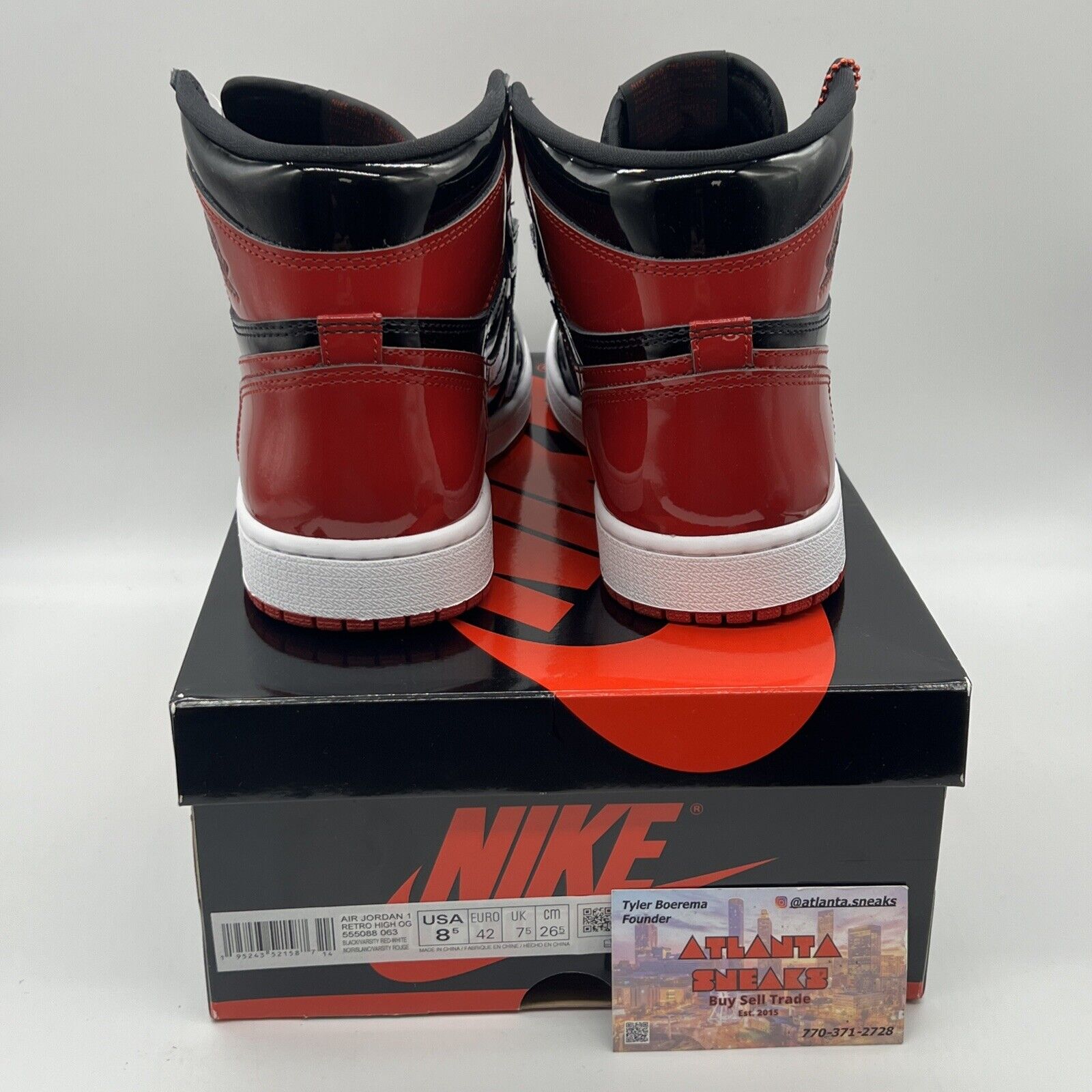 Size 8.5 - Jordan 1 Retro OG High Patent Bred Brand New Og All Red Black White