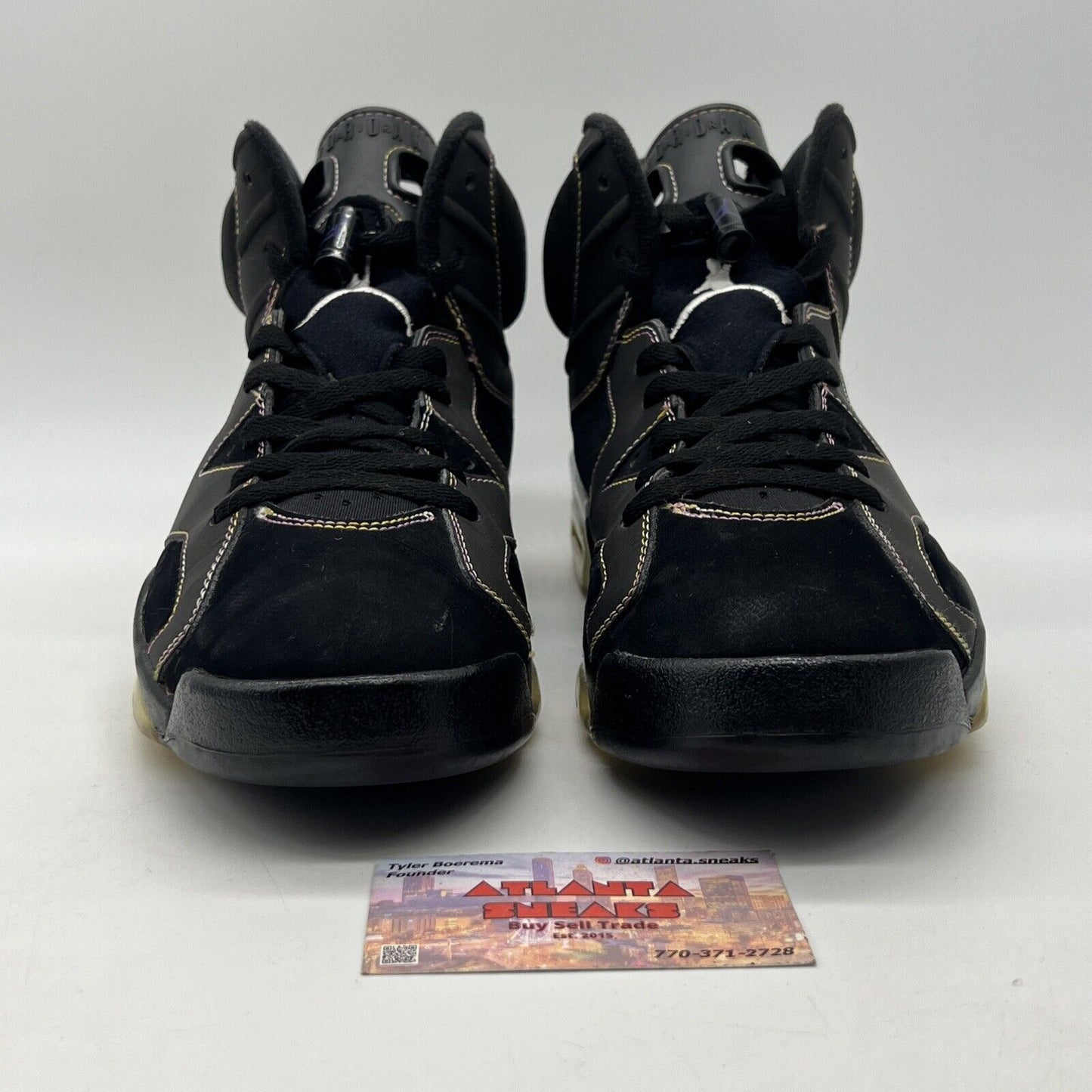 Size 10.5 - Air Jordan 6 Retro Lakers Black Leather Suede White Yellow Purple