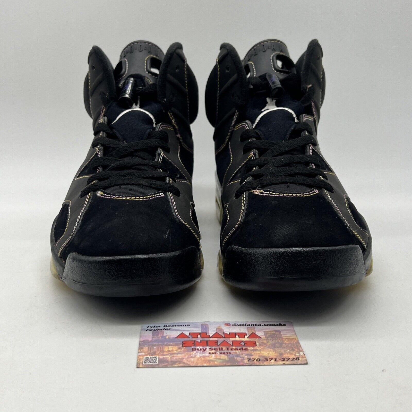 Size 10.5 - Air Jordan 6 Retro Lakers Black Leather Suede White Yellow Purple