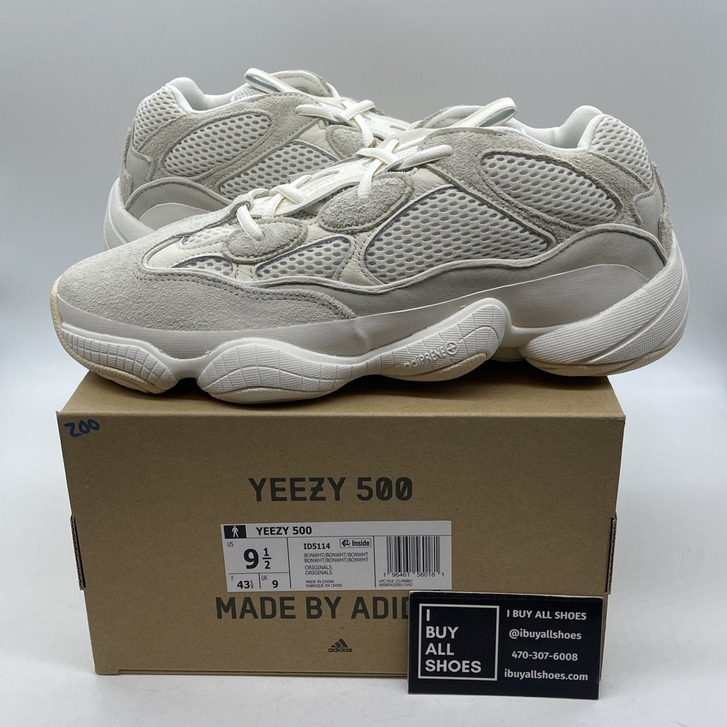 Size 9.5 - Original Adidas Yeezy 500 'bone white' Grey Suede (ID5114)
