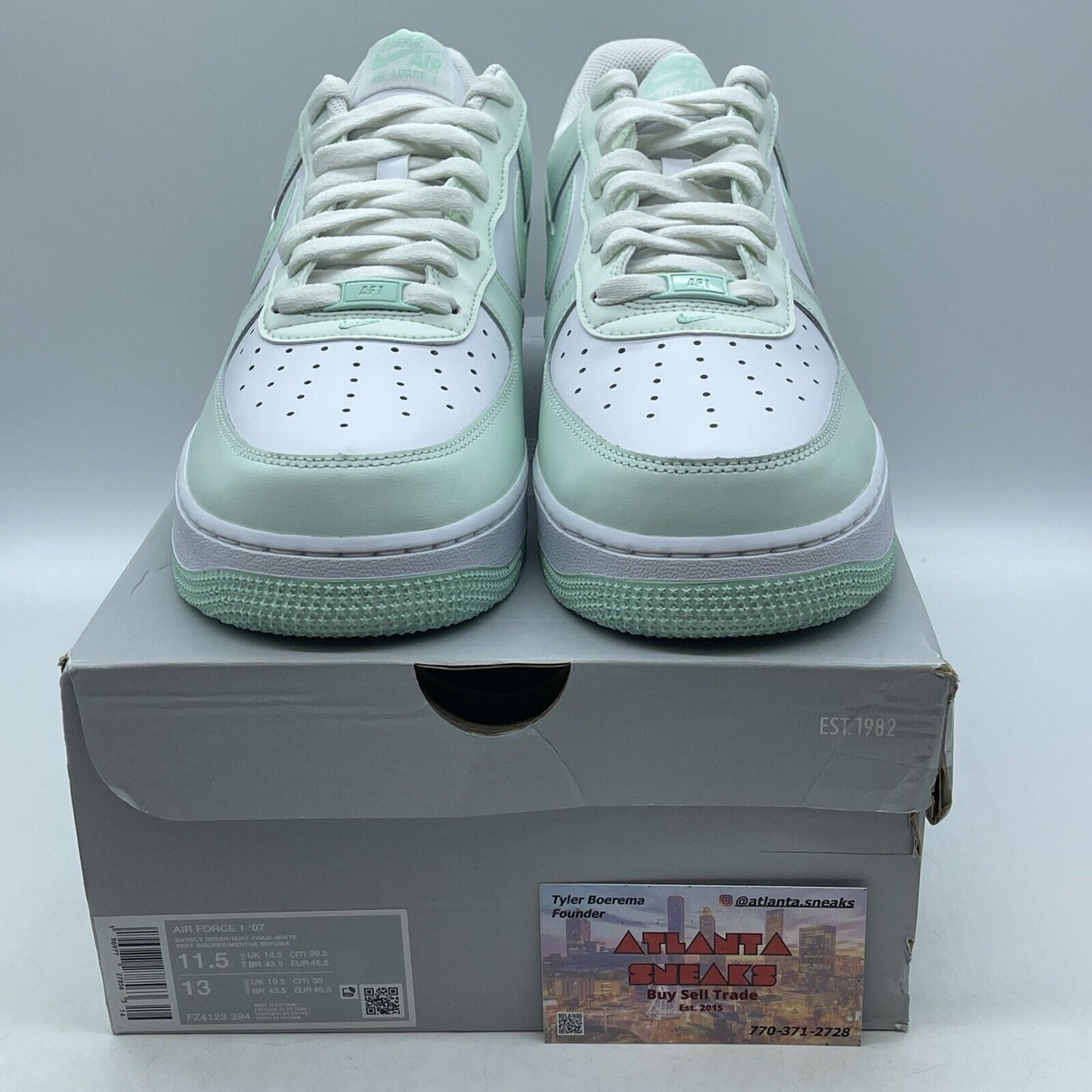Size 11.5 - Nike Air Force 1 Low Mint Foam Mint green White Leather (FZ4123-394)