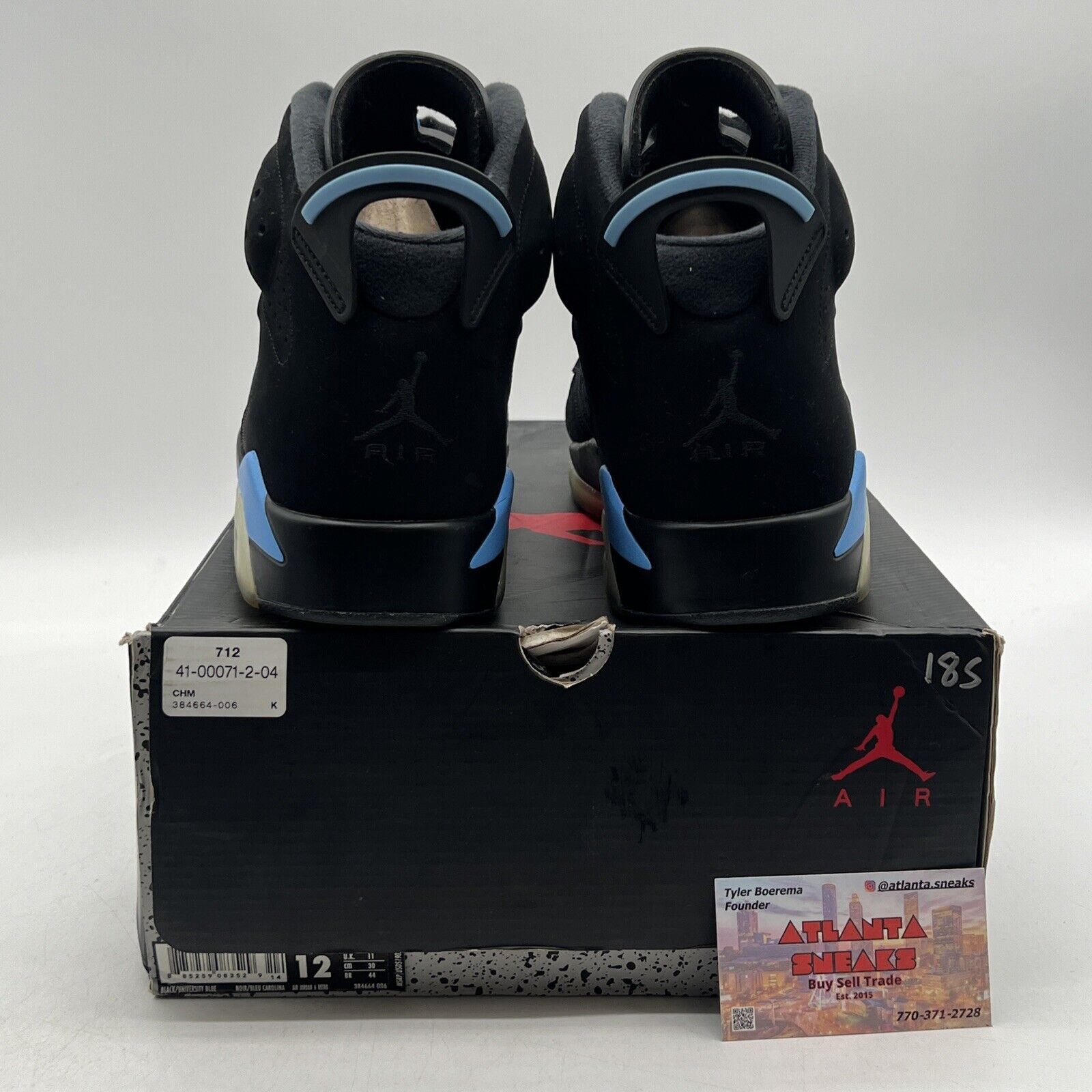 Size 12 - Air Jordan 6 Retro UNC Black Blue Suede (384664-006)