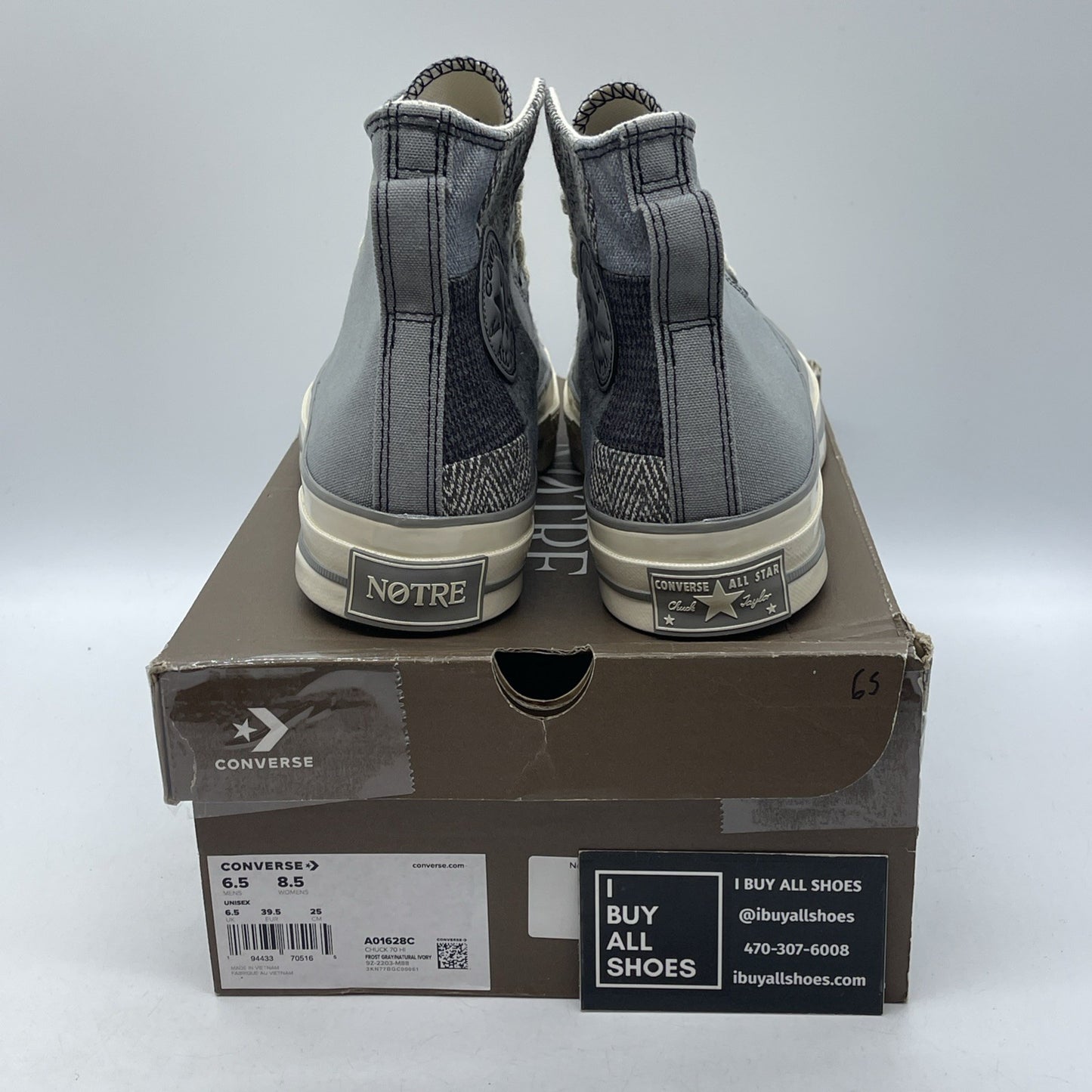 Size 6.5 - Converse Notre x Chuck 70 High Textile Grey Suede (DD1391-400)