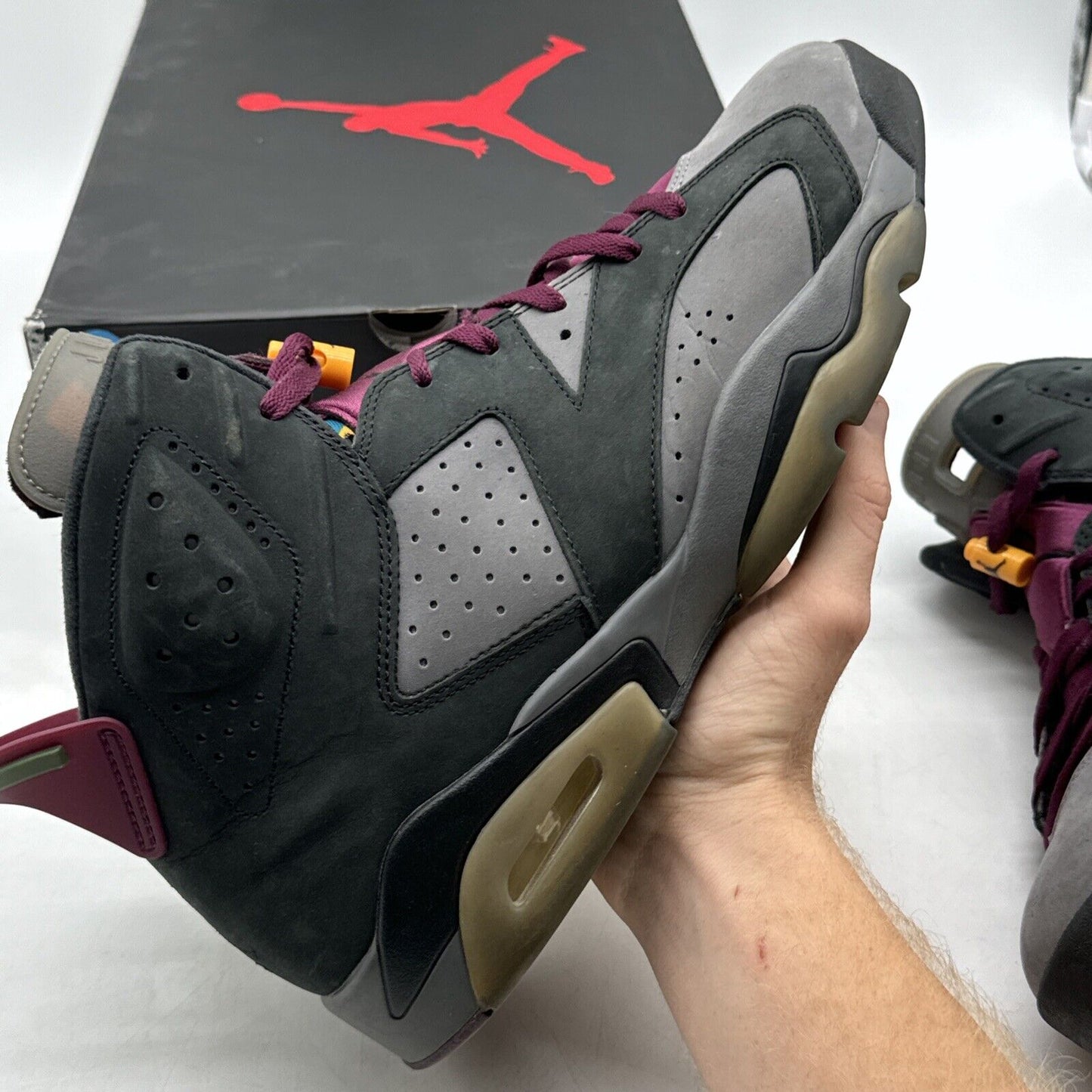 Size 13 - Jordan 6 Bordeaux Suede Graphite Yellow Burgundy Suede