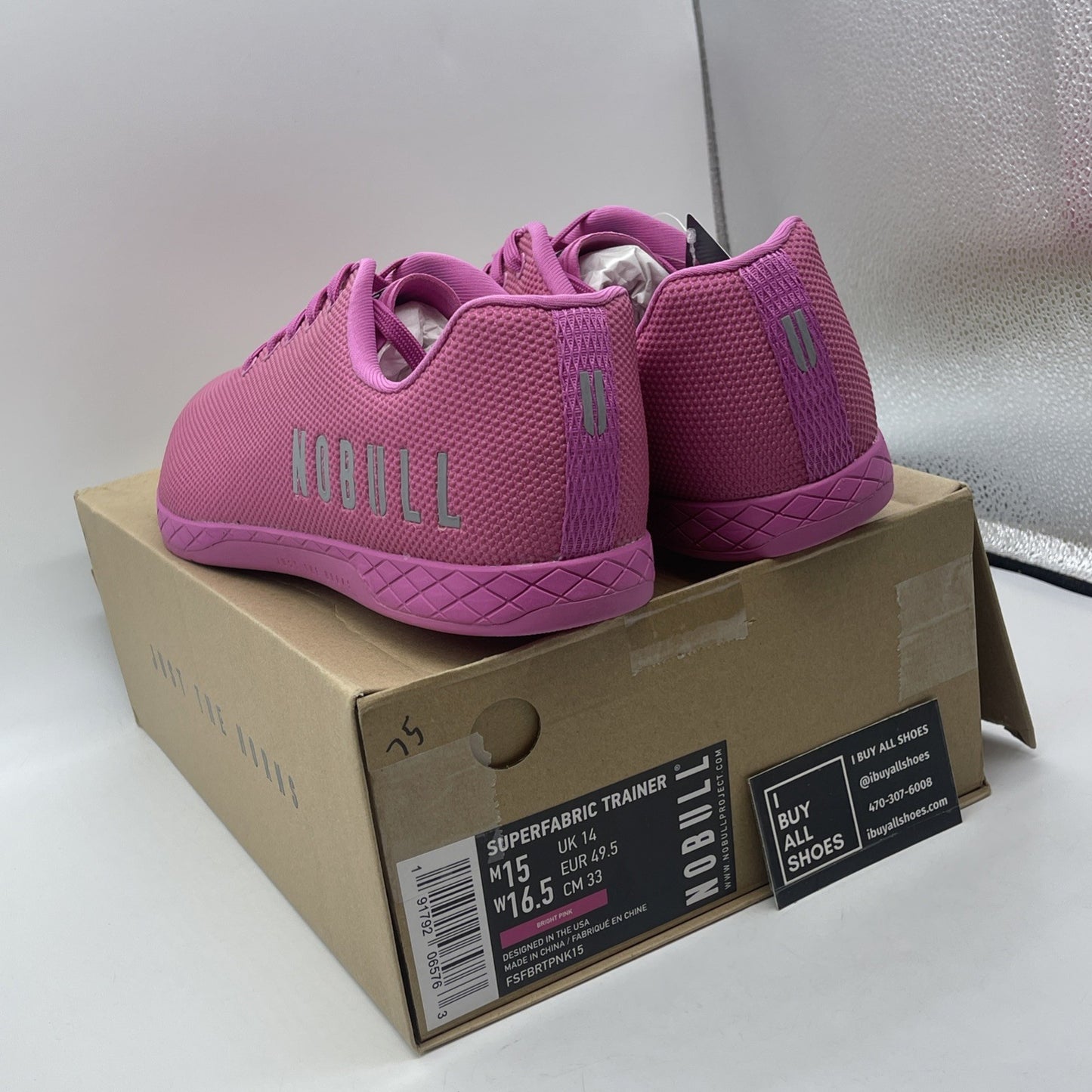 Size 15 - NOBULL Unisex Pink Athletic Trainers Suede Purple Silver (G4MF21EF29)