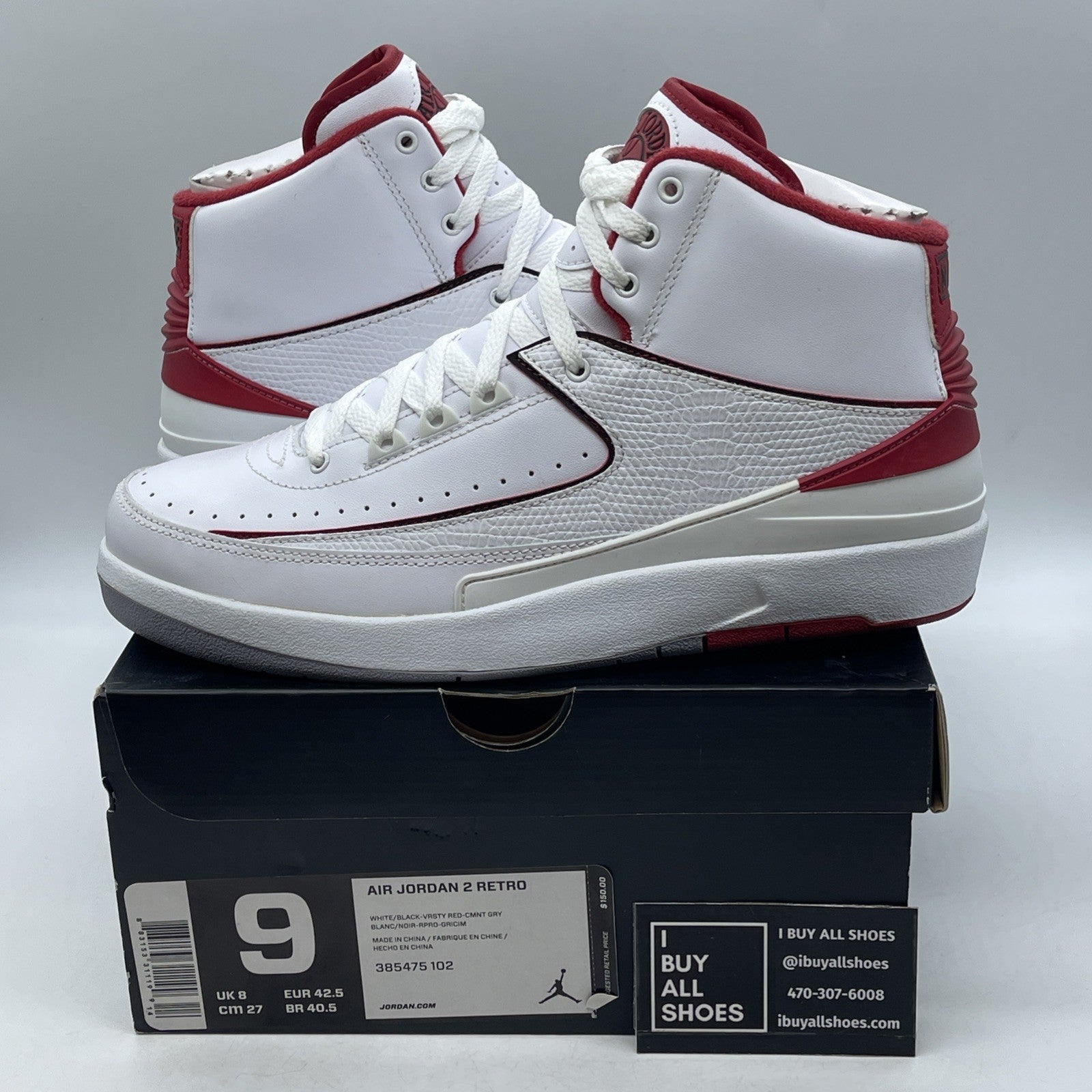 Size 9 - Air Jordan 2 Retro Chicago Home (385475-102)
