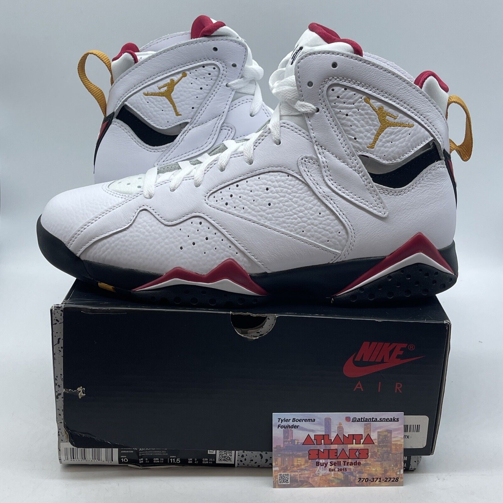 Size 10 - Jordan 7 Cardinal 2022 White Red Yellow Black Leather (CU9307-106)